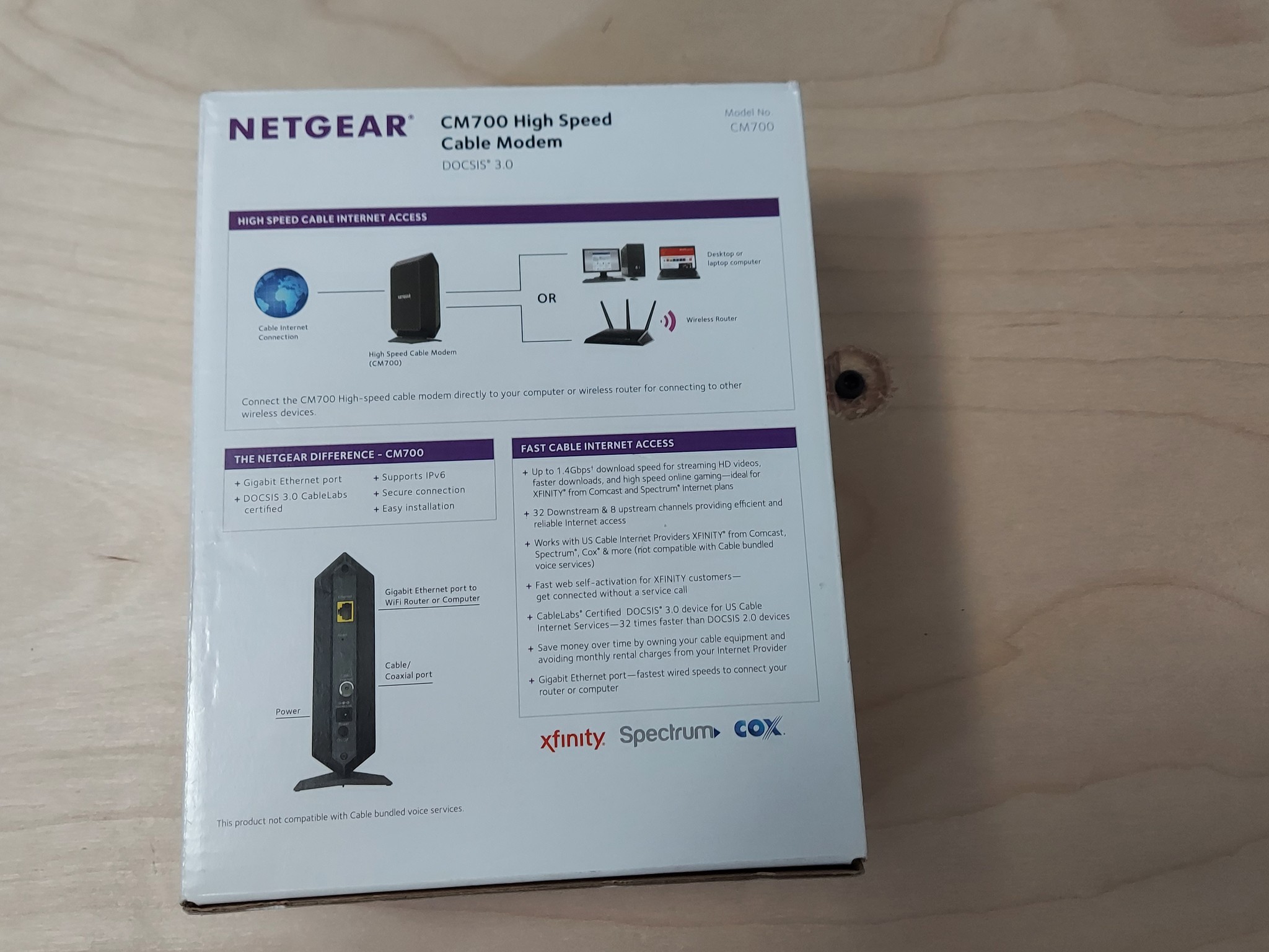 NETGEAR Cable Modem CM700 - Compatible with All Cable Providers Xfinity, Spectrum, Cox | DOCSIS 3.0