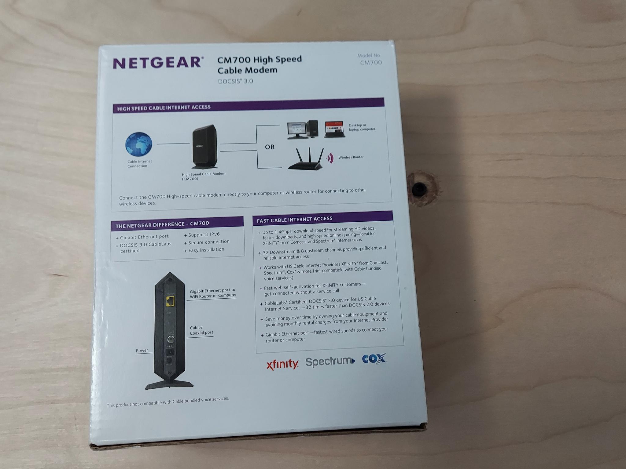 NETGEAR Cable Modem CM700 - Compatible with All Cable Providers Xfinity, Spectrum, Cox | DOCSIS 3.0