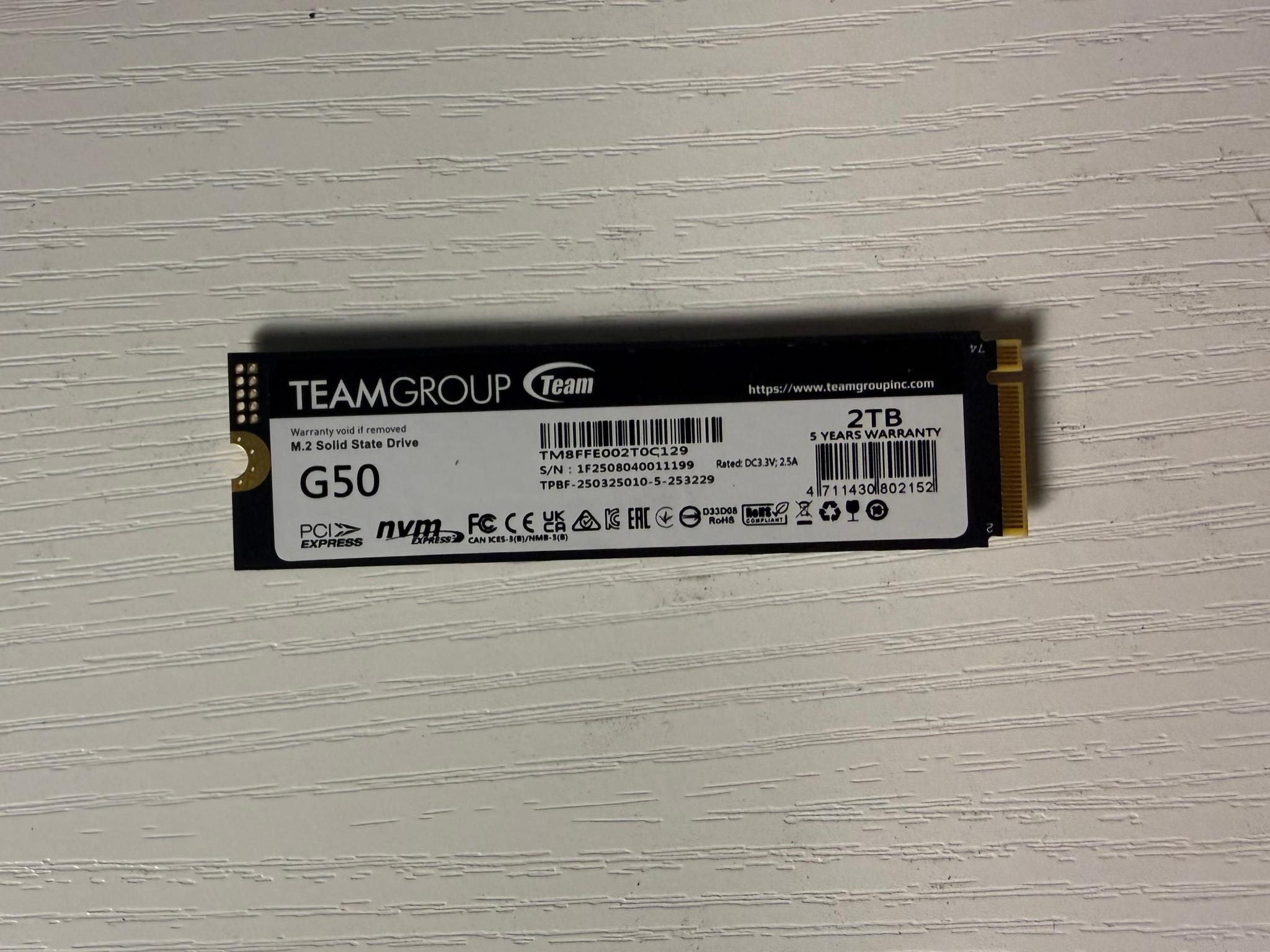 TEAMGROUP T-FORCE G50 2TB NVME SSD