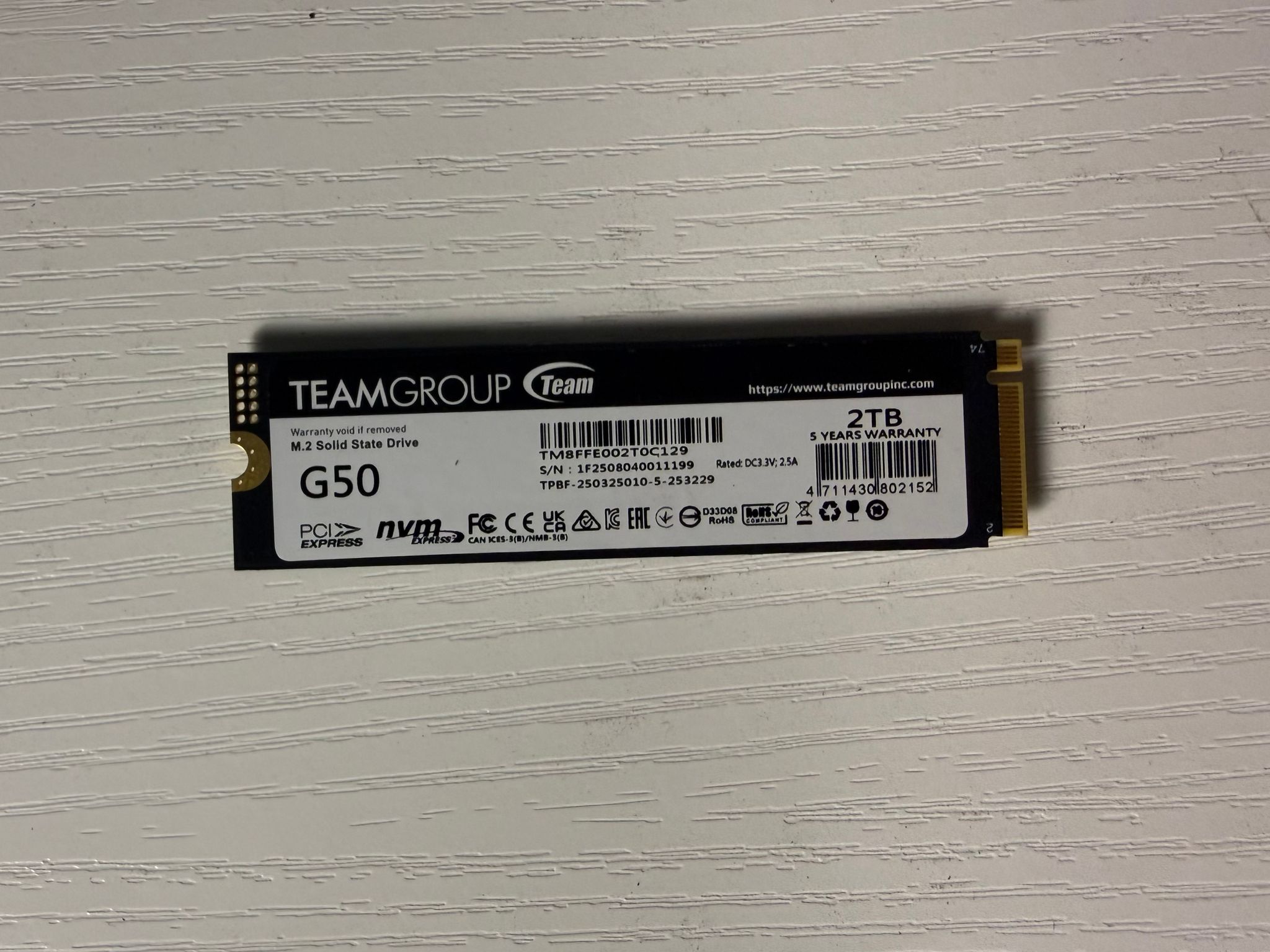 TEAMGROUP T-FORCE G50 2TB NVME SSD