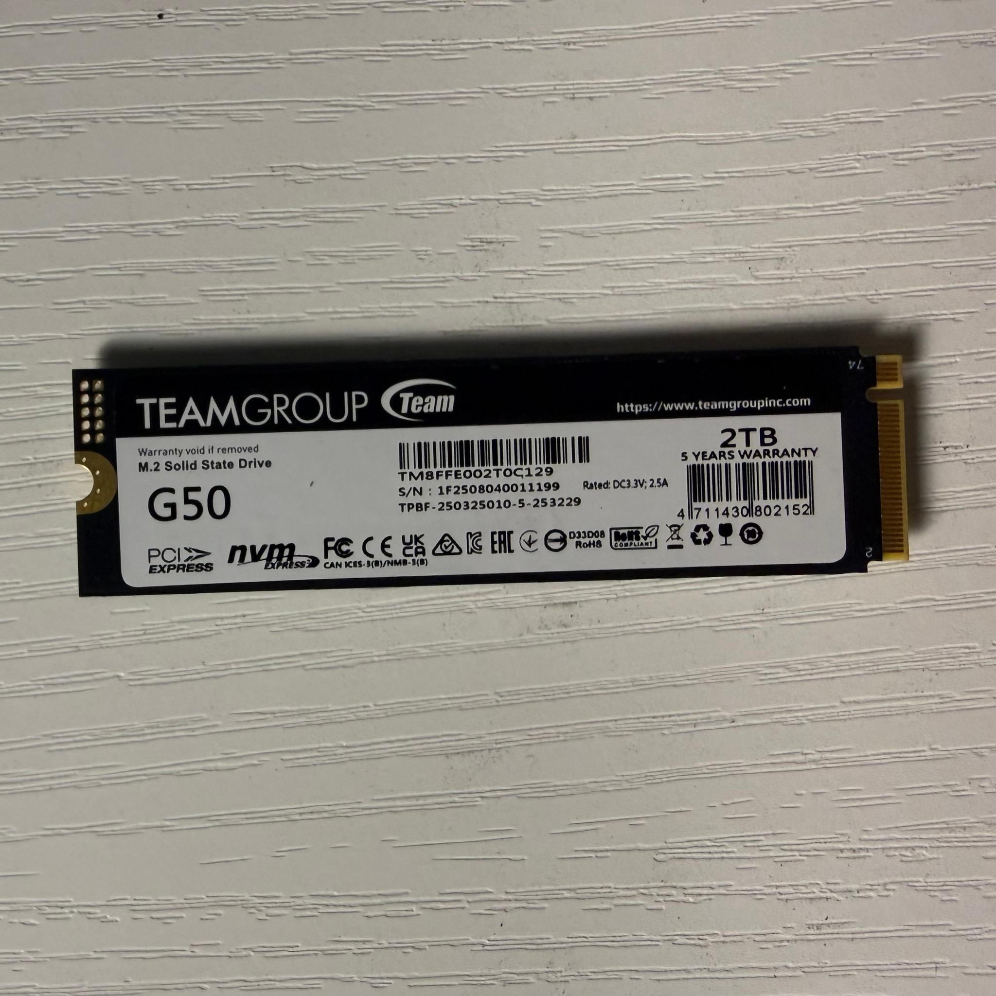 TEAMGROUP T-FORCE G50 2TB NVME SSD