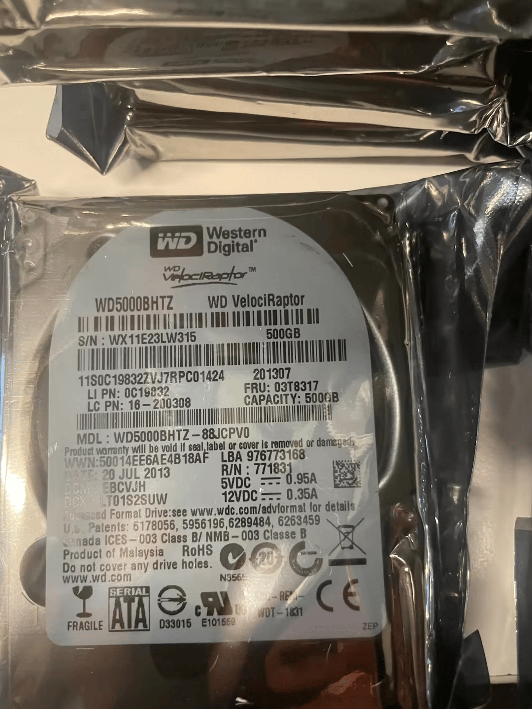 16qty - Western Digital Velociraptor 500GB 2.5" WD500BHTZ SATA3, 10K RPM