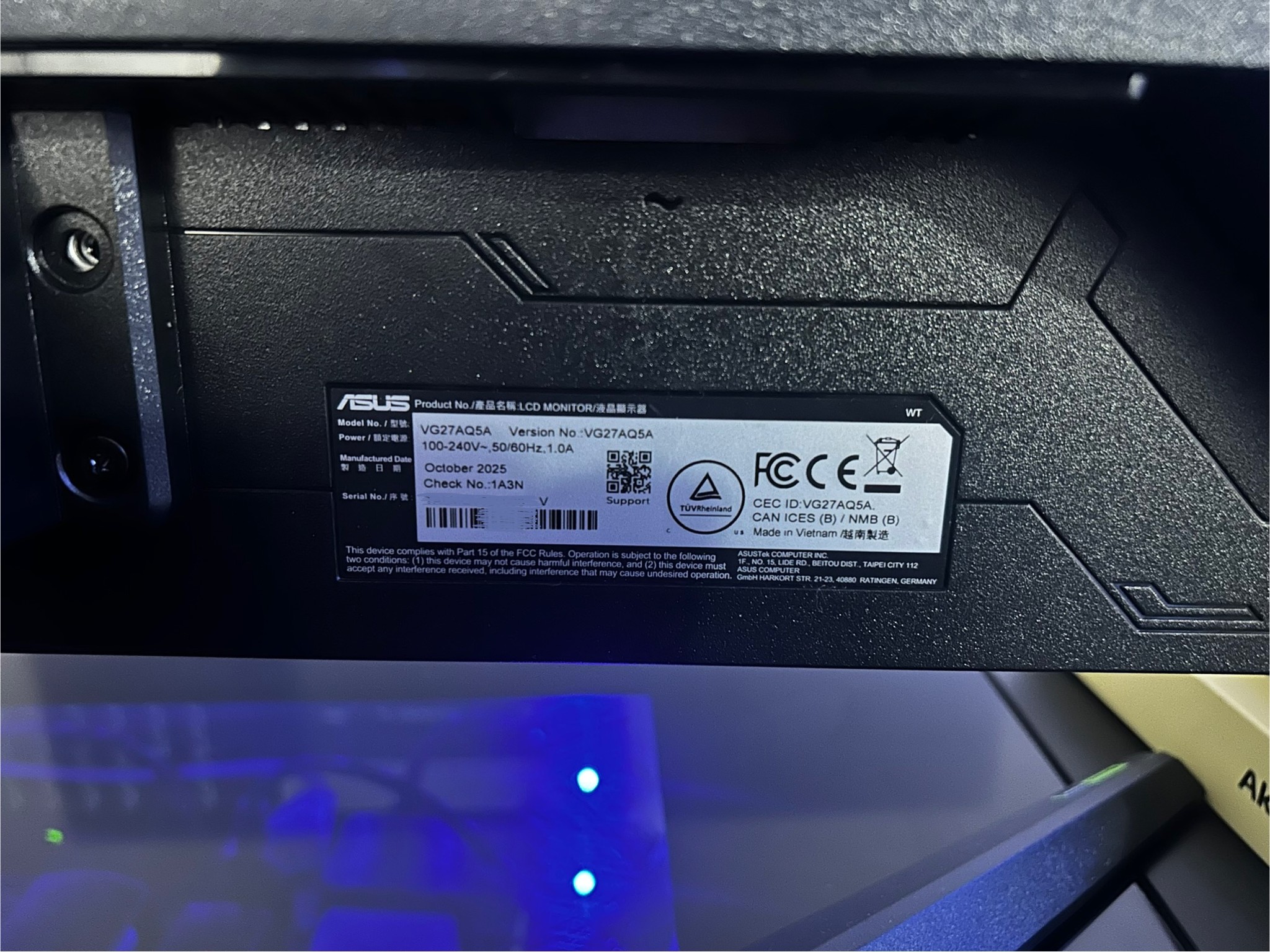 ASUS TUF Gaming 27" 2K QHD (2560 x 1440) (210Hz) Gaming Monitor (VG27AQ5A)