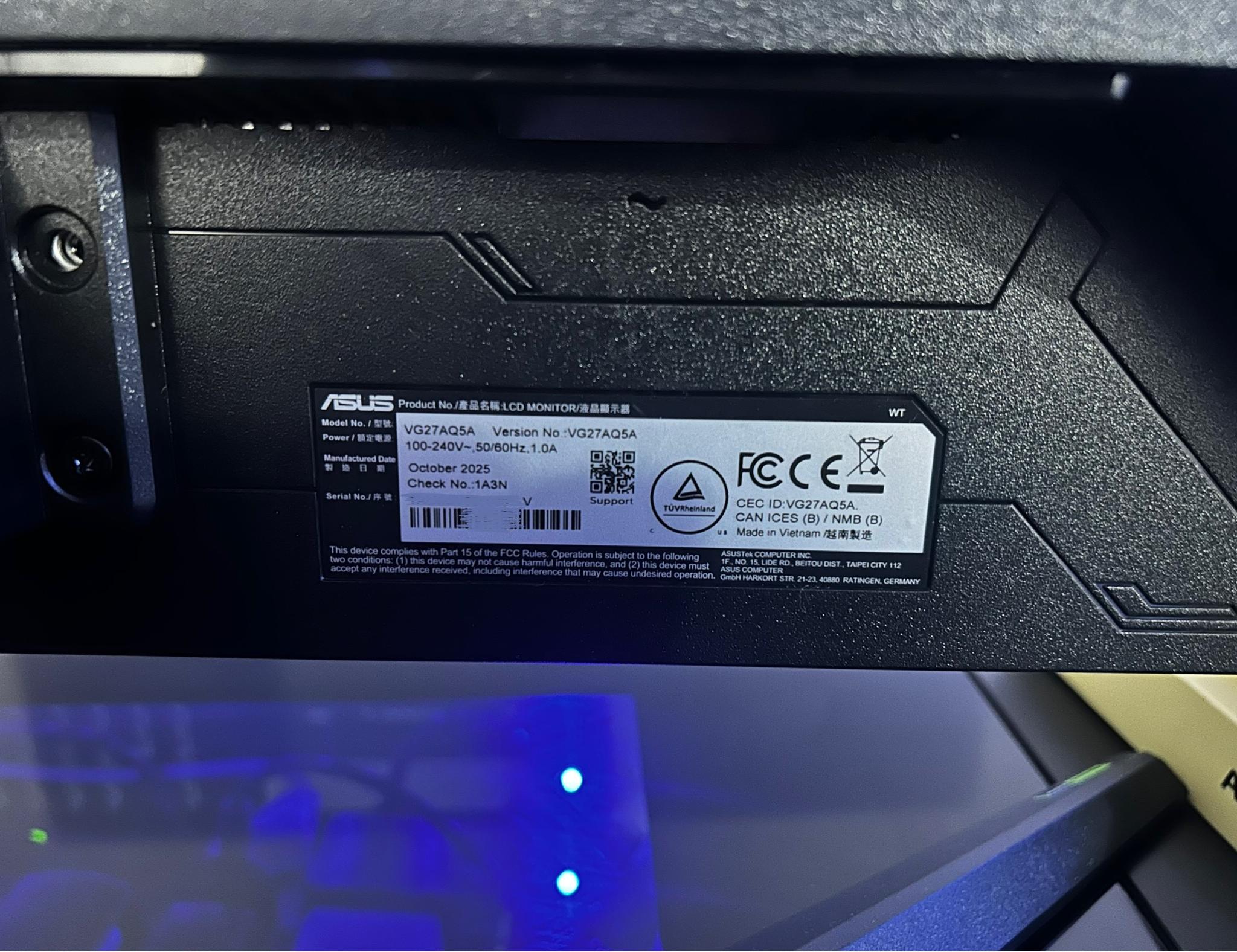 ASUS TUF Gaming 27" 2K QHD (2560 x 1440) (210Hz) Gaming Monitor (VG27AQ5A)