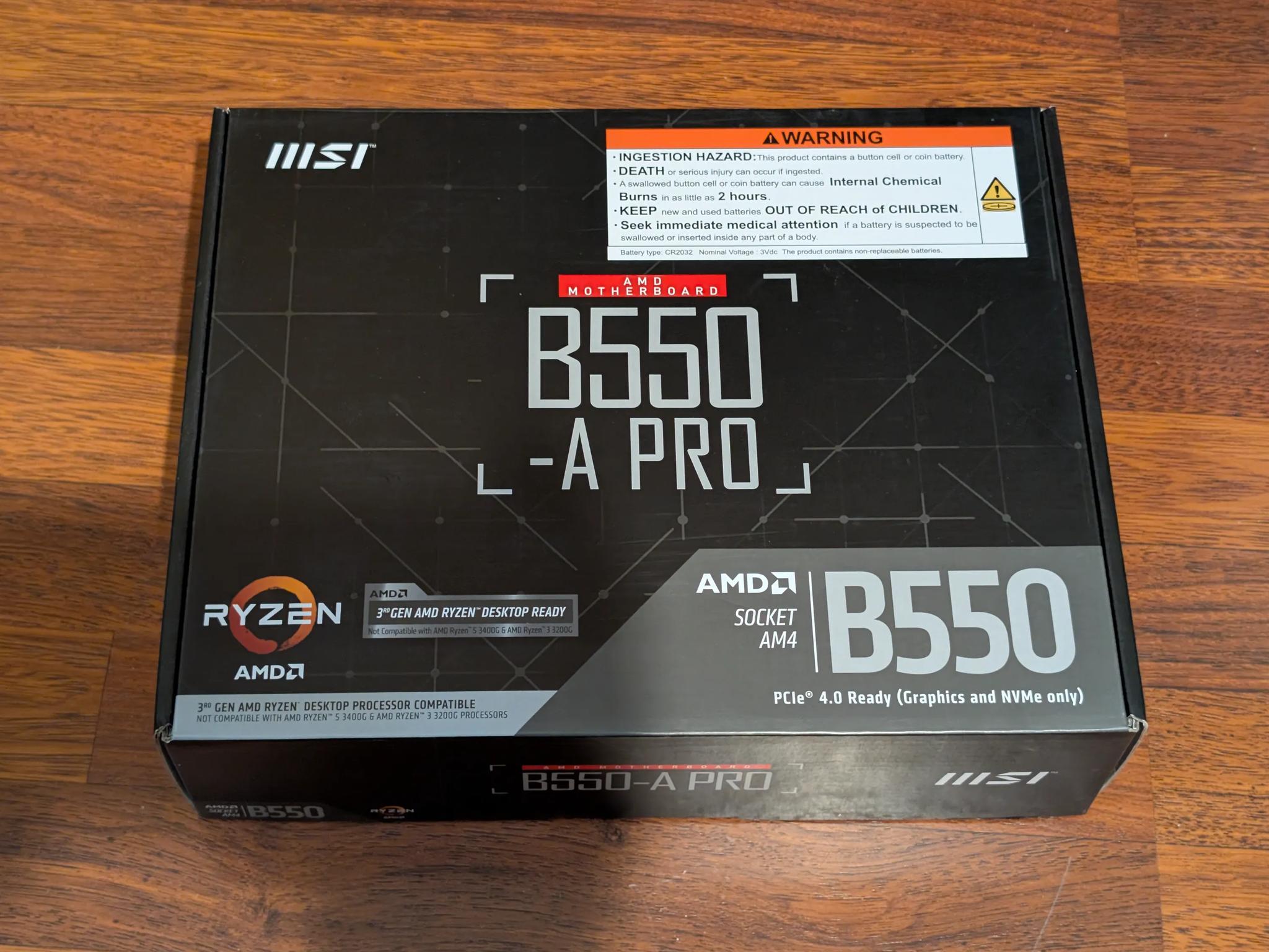 New MSI B550-A Pro
