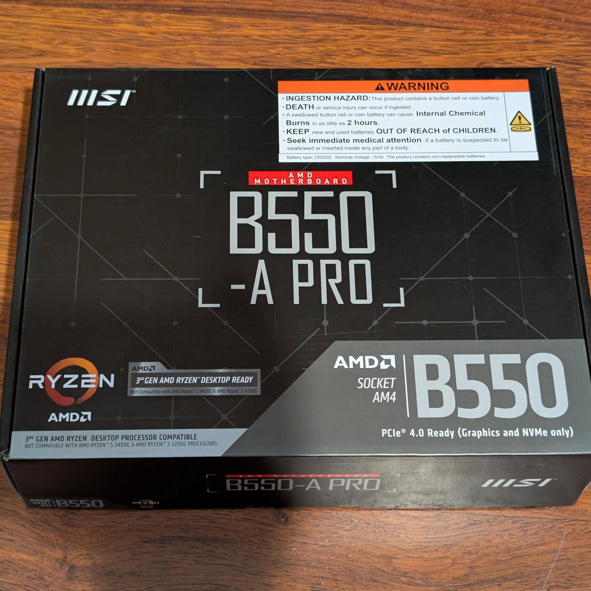 New MSI B550-A Pro