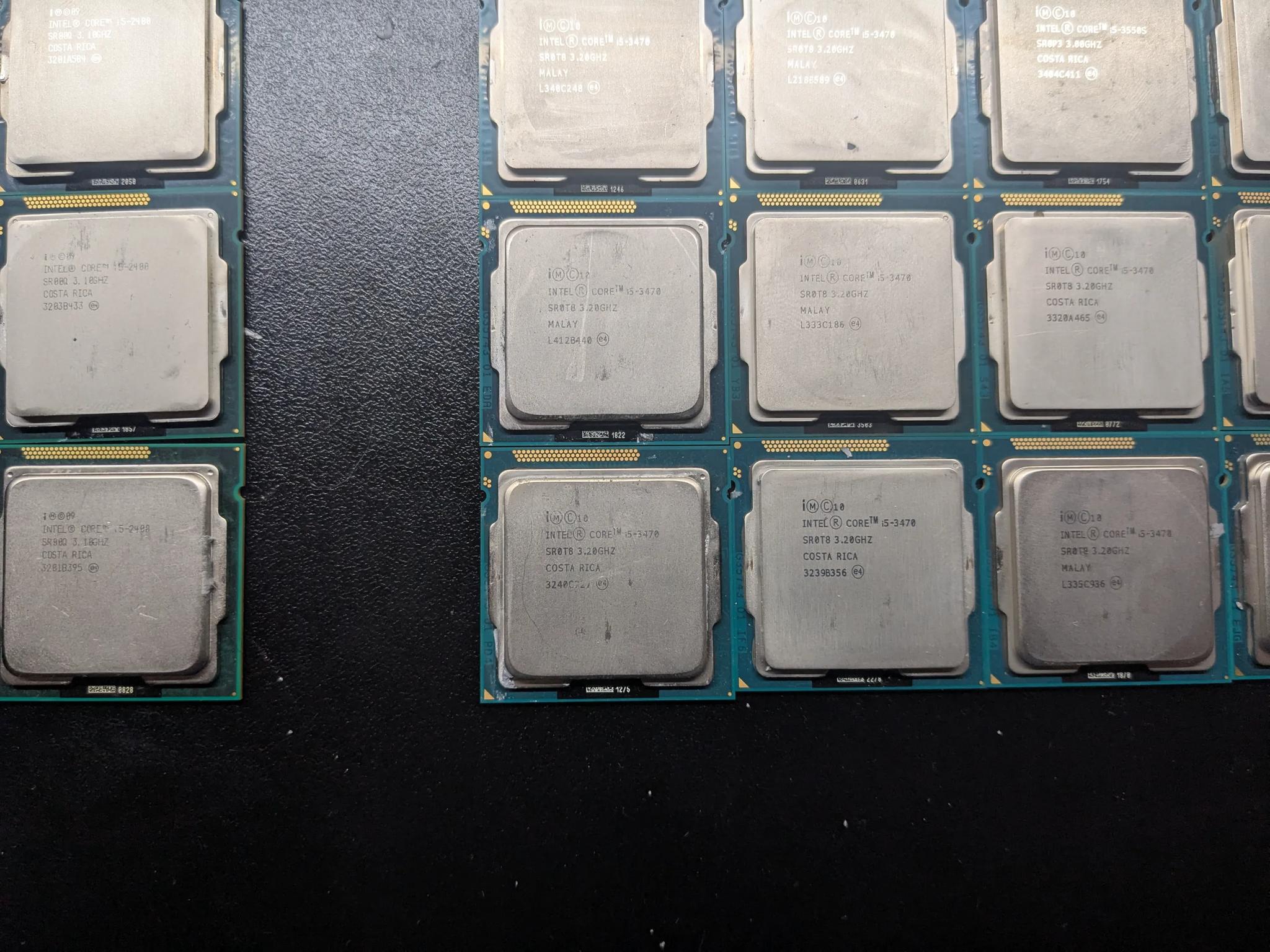 Lot of 27, mixed 1155 i5 Quad core CPUs, 4x 2400, 1x 3550S, 20x 3470, 2x 3570