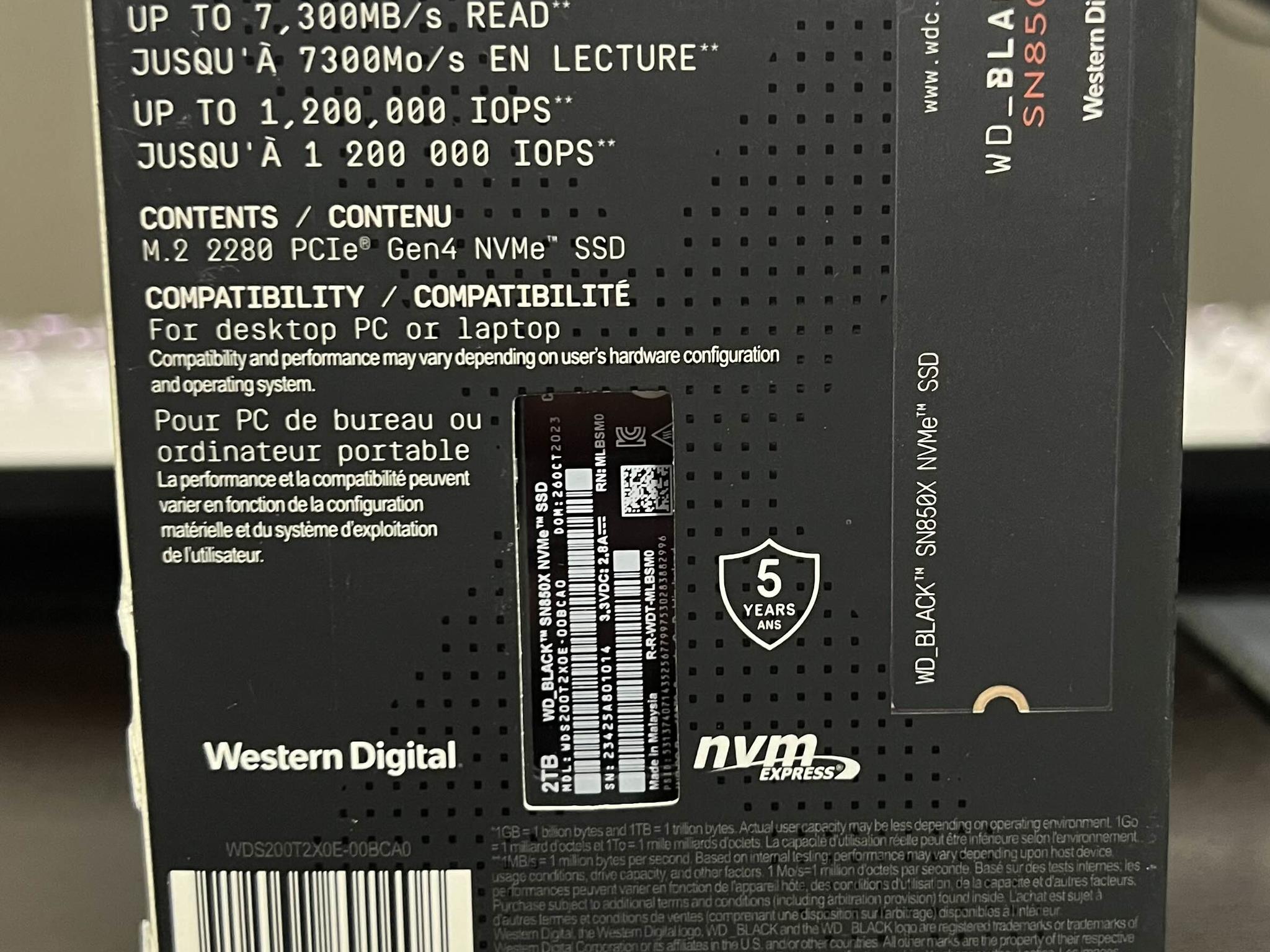 WD_BLACK SN850X NVMe SSD - 2TB