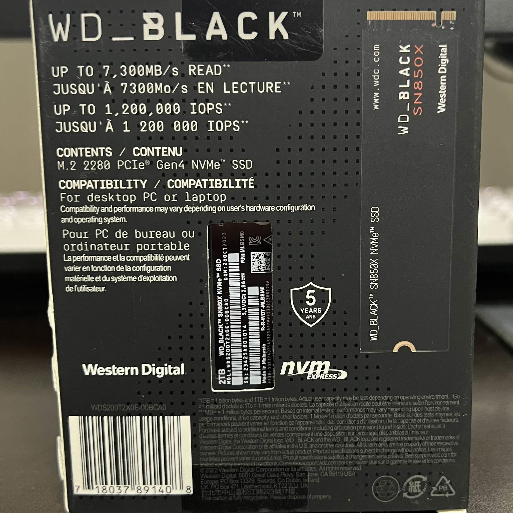 WD_BLACK SN850X NVMe SSD - 2TB