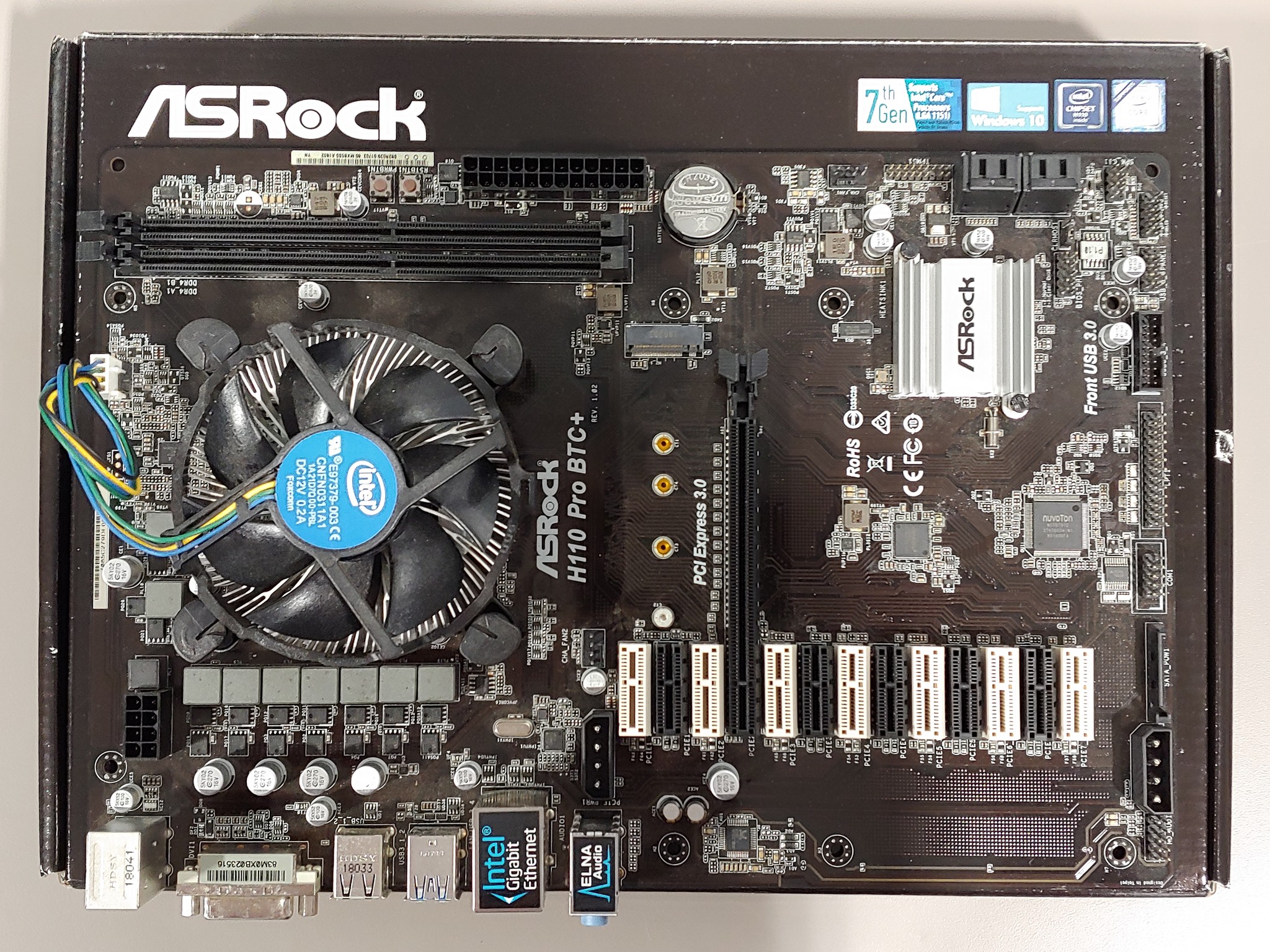 ASRock H110 Pro BTC+ 13-GPU Mining Motherboard + Celeron CPU – FOR PARTS / NOT WORKING