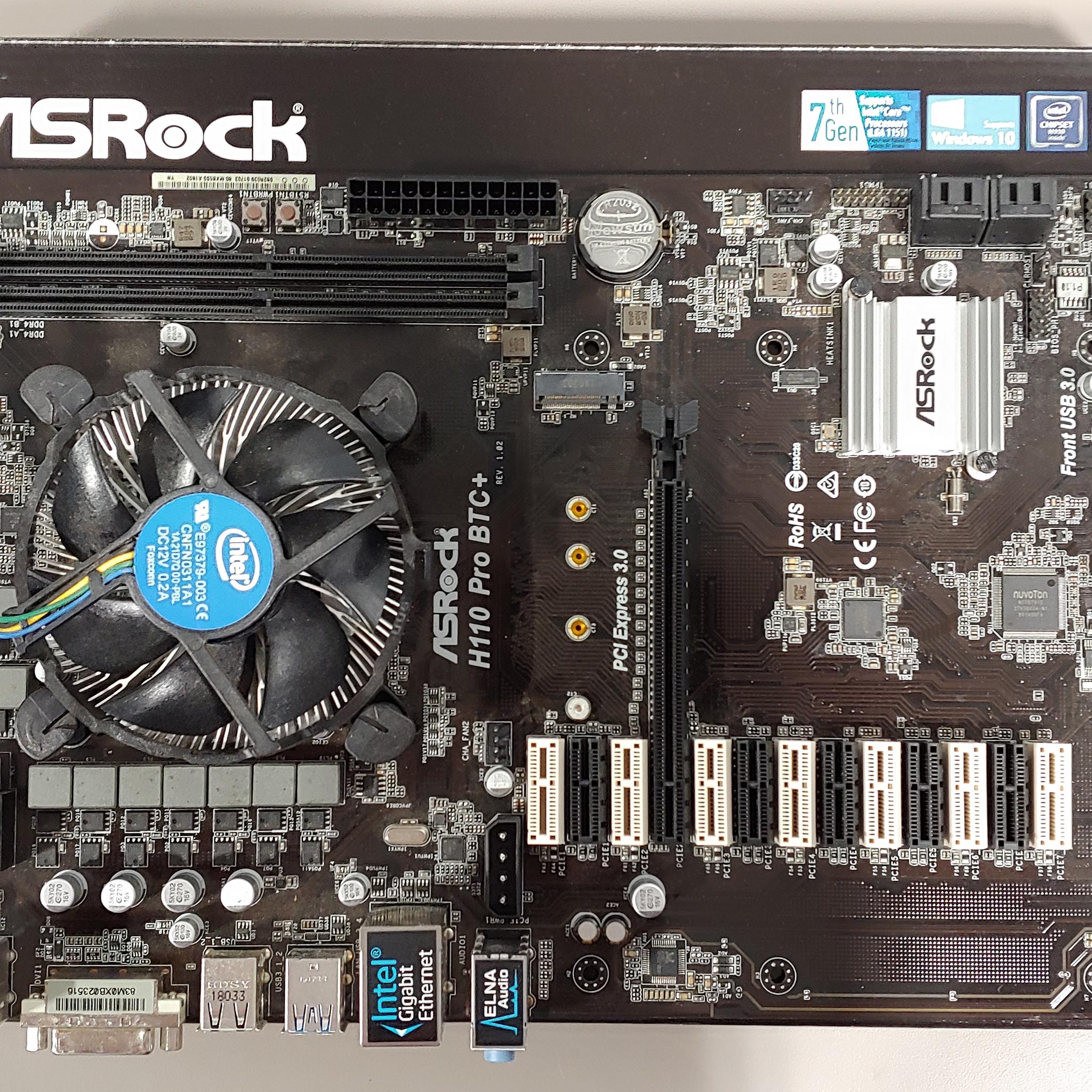 ASRock H110 Pro BTC+ 13-GPU Mining Motherboard + Celeron CPU – FOR PARTS / NOT WORKING