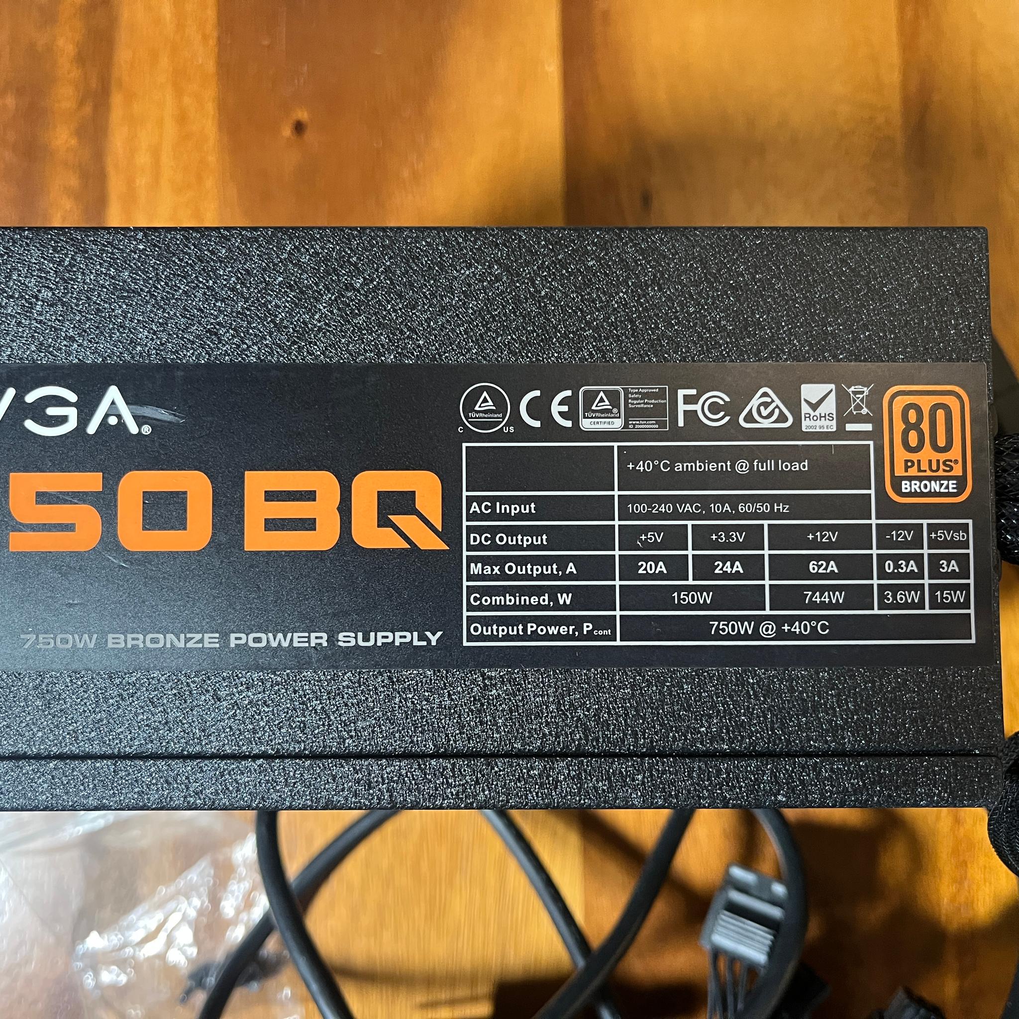 EVGA 750 BQ, 80+ BRONZE 750W Semi Modular,Power Supply 110-BQ-0750