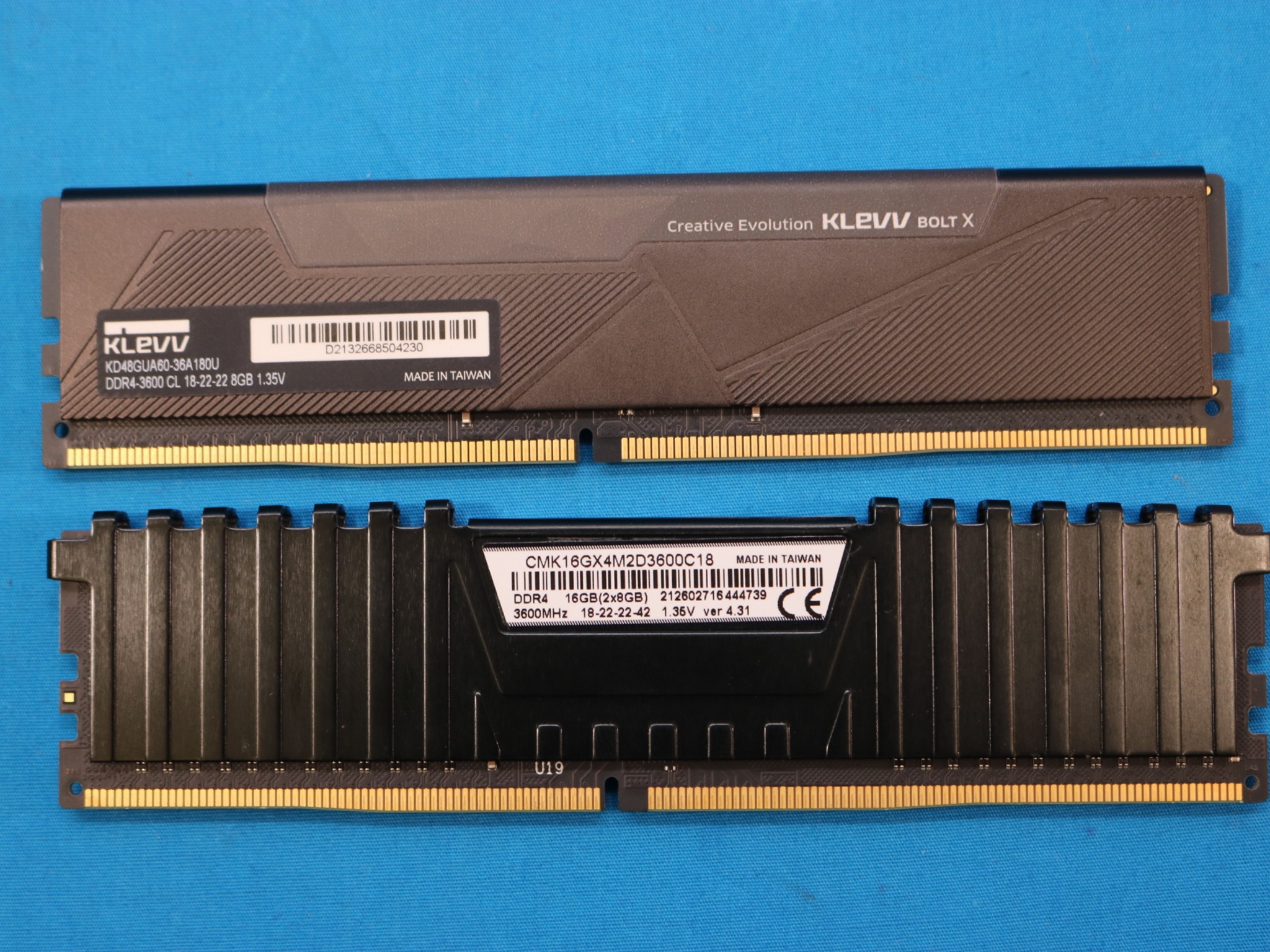 2x8GB - 3600mhz Mixed Kit - Corsair / KLEVV - DDR4 RAM - 4144116496