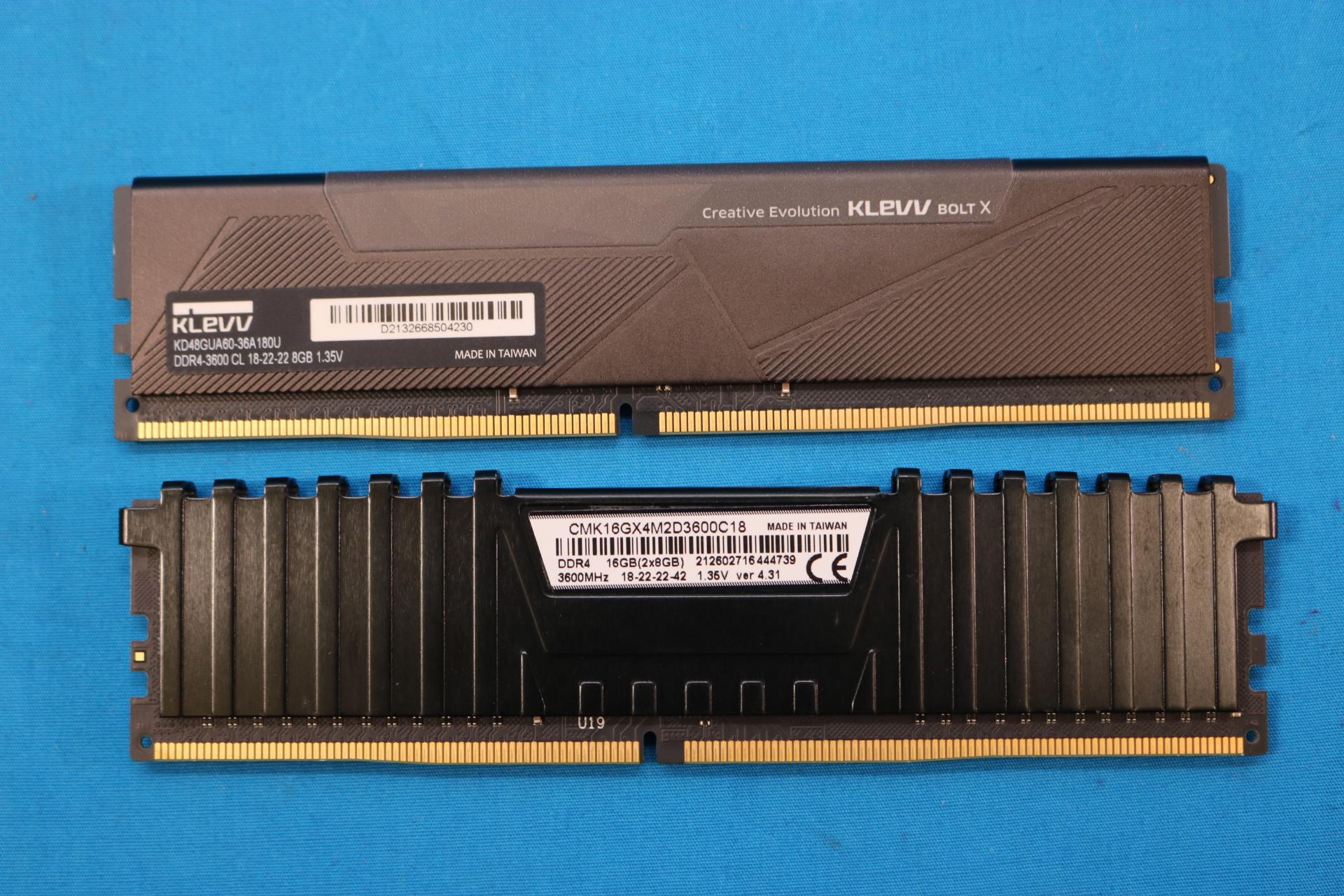 2x8GB - 3600mhz Mixed Kit - Corsair / KLEVV - DDR4 RAM - 4144116496