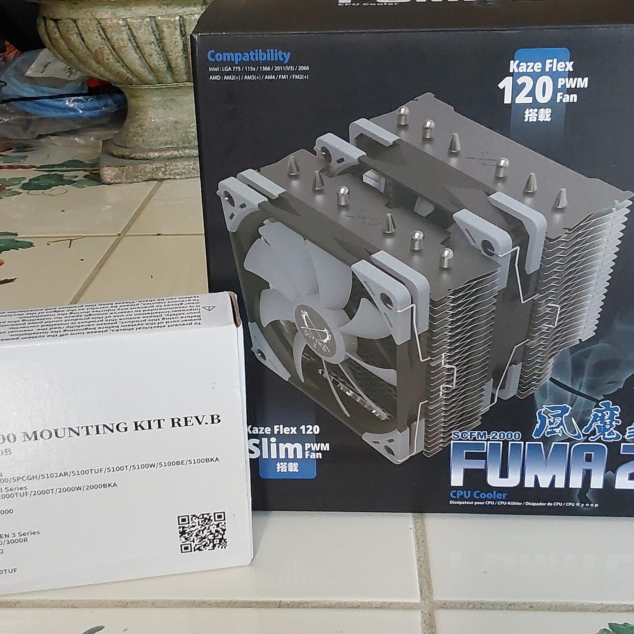 Scythe FUMA 2 (Rev.B) CPU Air Cooler, Dual Heatsink Towers and 2 x 120mm Fans, Black Top Cover