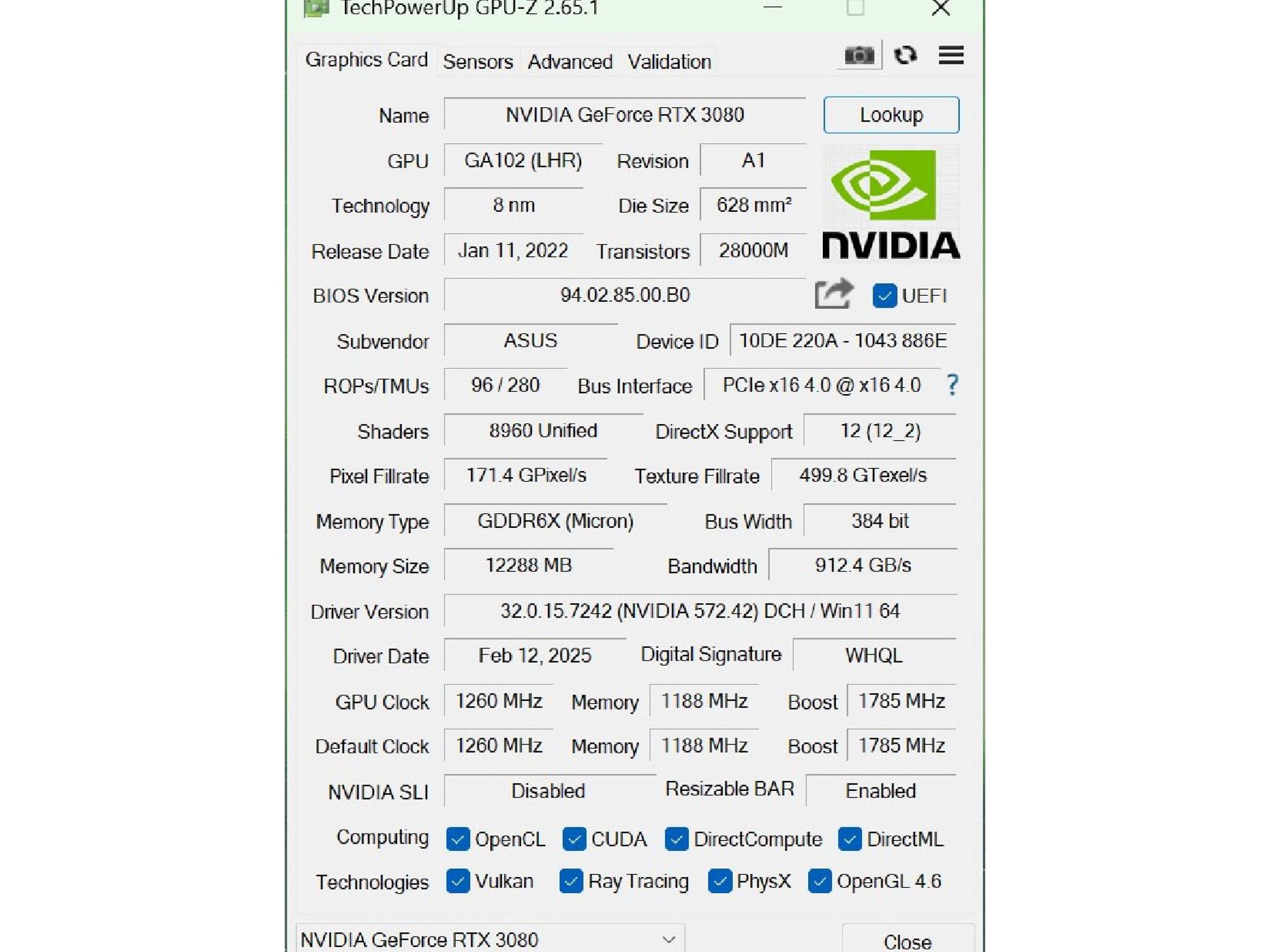 ASUS TUF Gaming GeForce RTX 3080 OC Edition