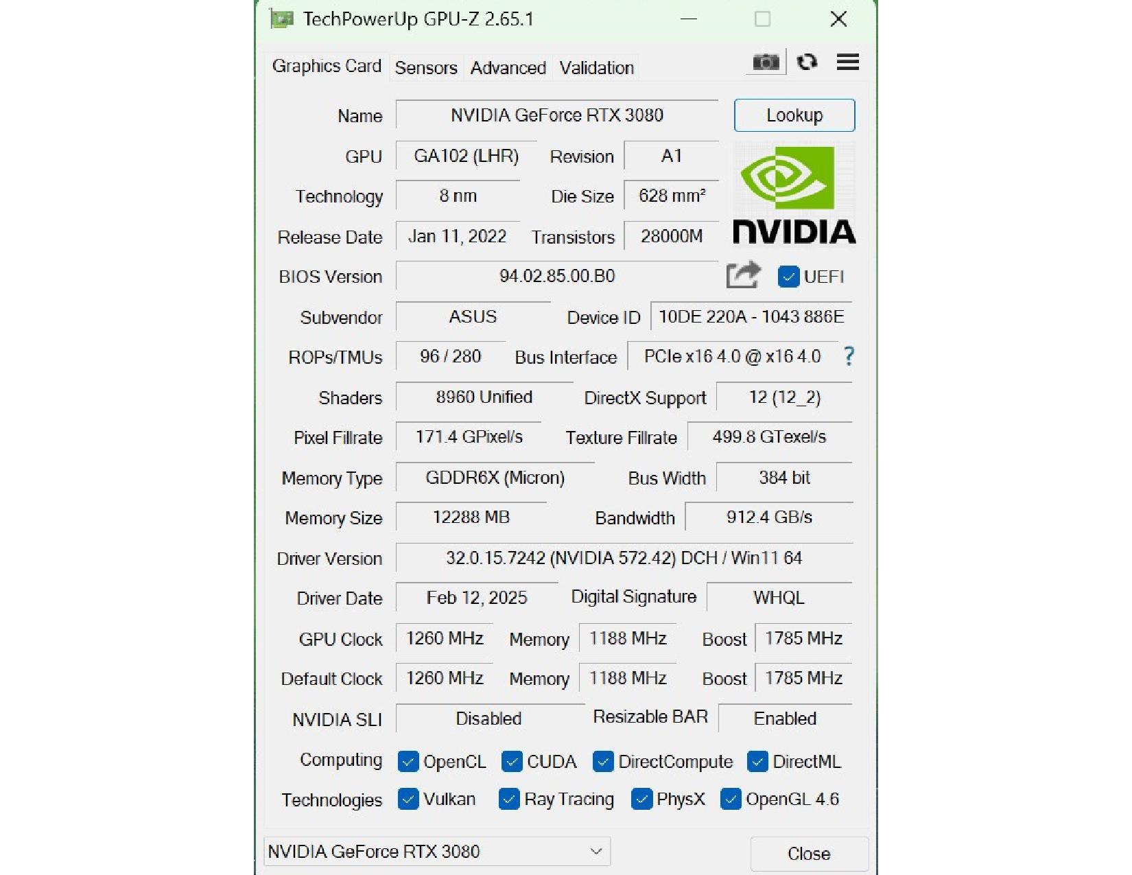 ASUS TUF Gaming GeForce RTX 3080 OC Edition