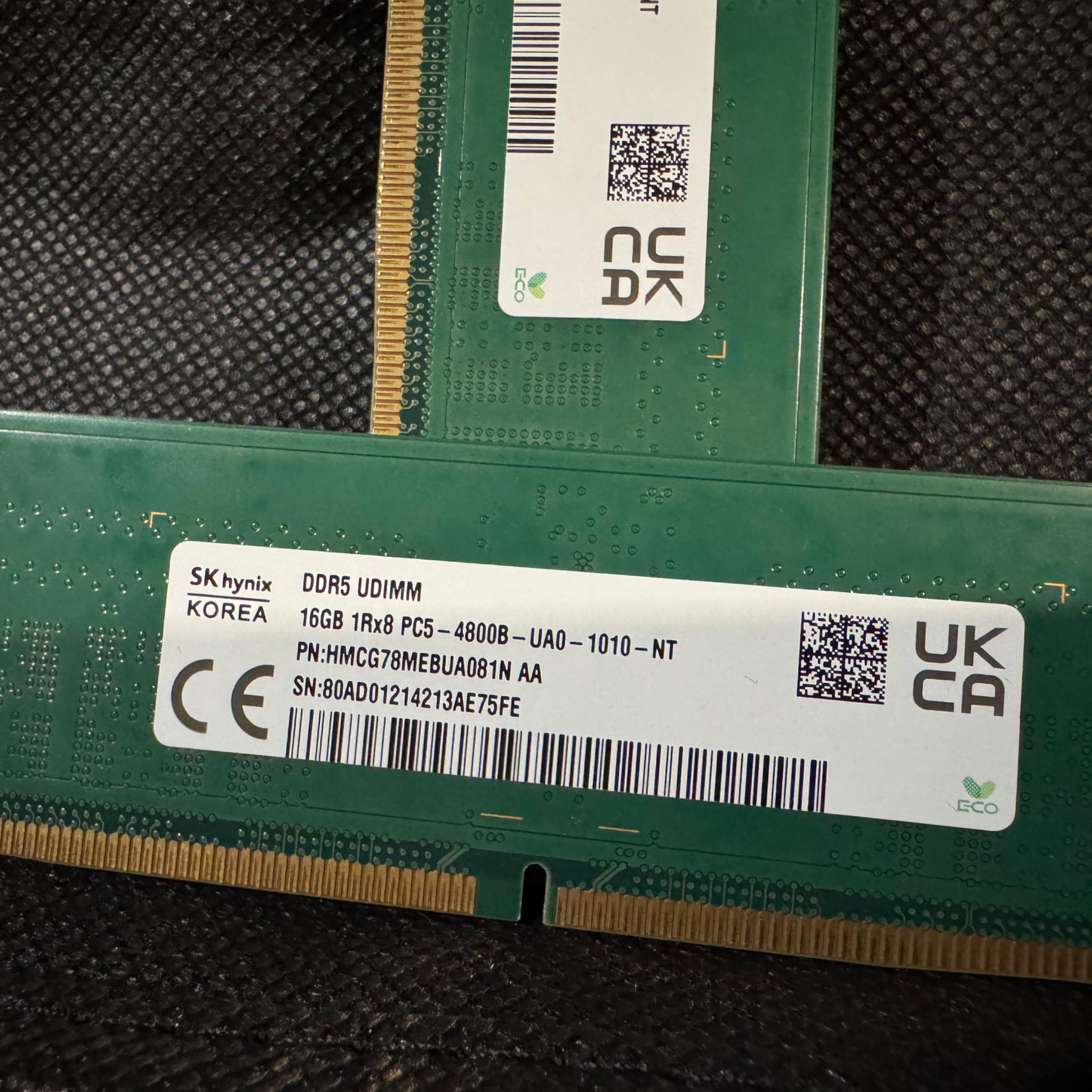 DDR5 DIMM (2x16GB) (32GB TOTAL) RAM @4800Mhz