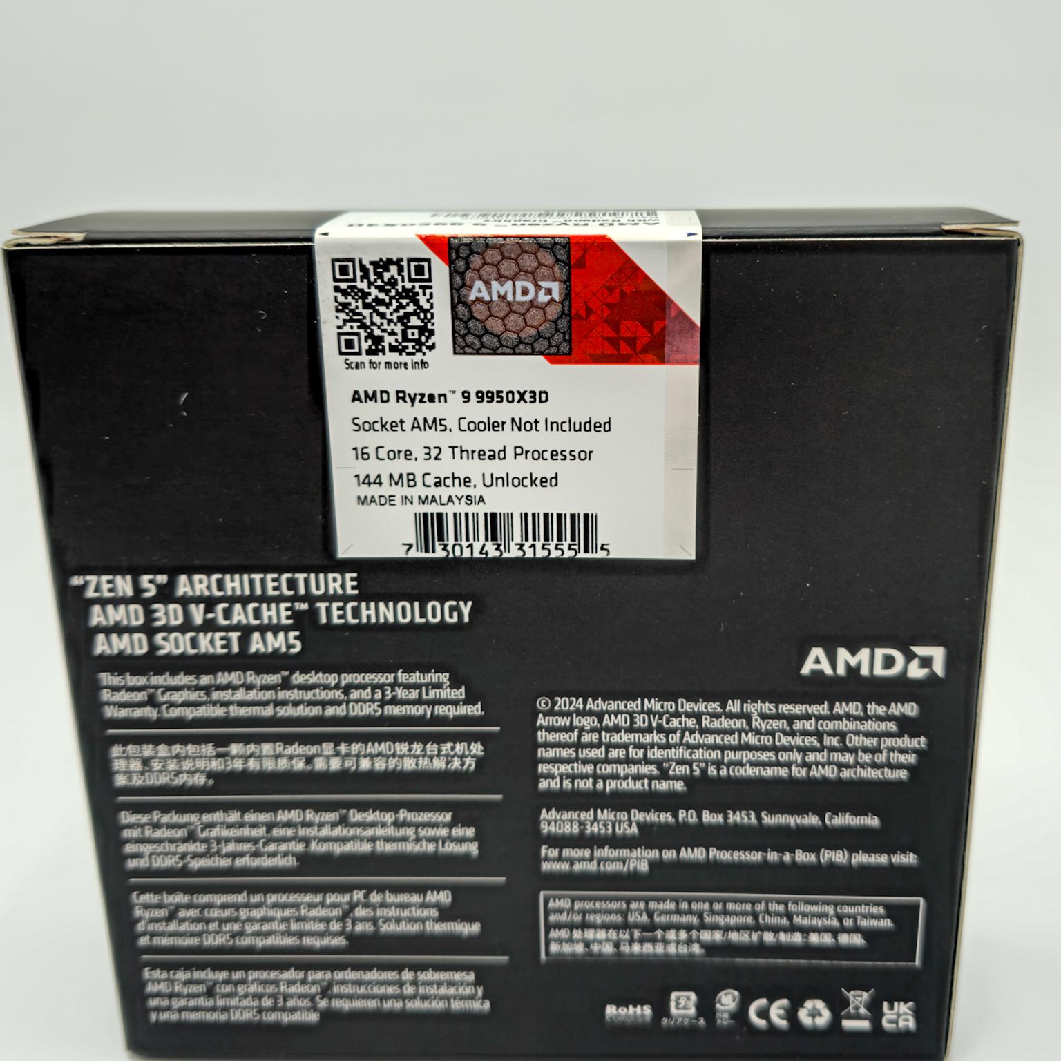 AMD Ryzen 9 9950X3D - Ryzen 16-Core 4.3 GHz Processor - Sealed - On Hand Now
