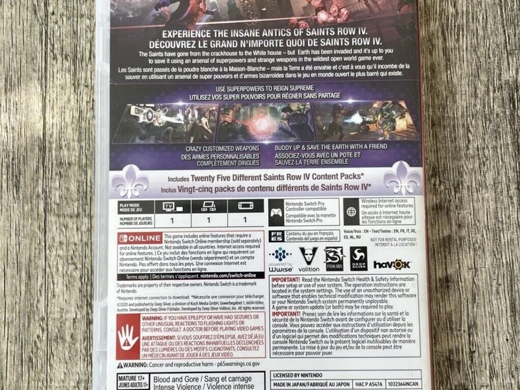 Saints Row IV: Re-Elected for Nintendo Switch Console CIB Game