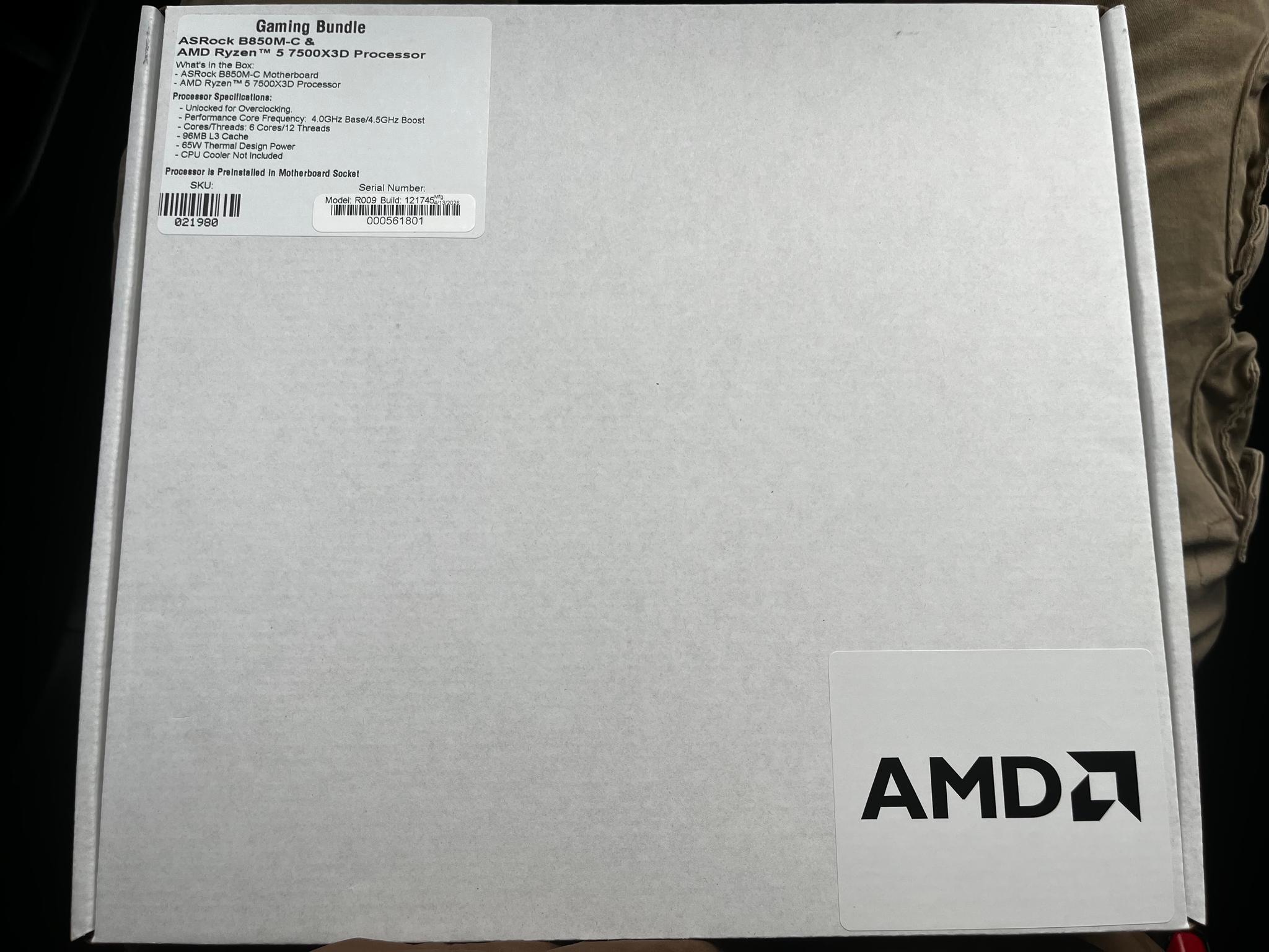 SEALED 7500X3D + ASROCK B850 motherboard bundle