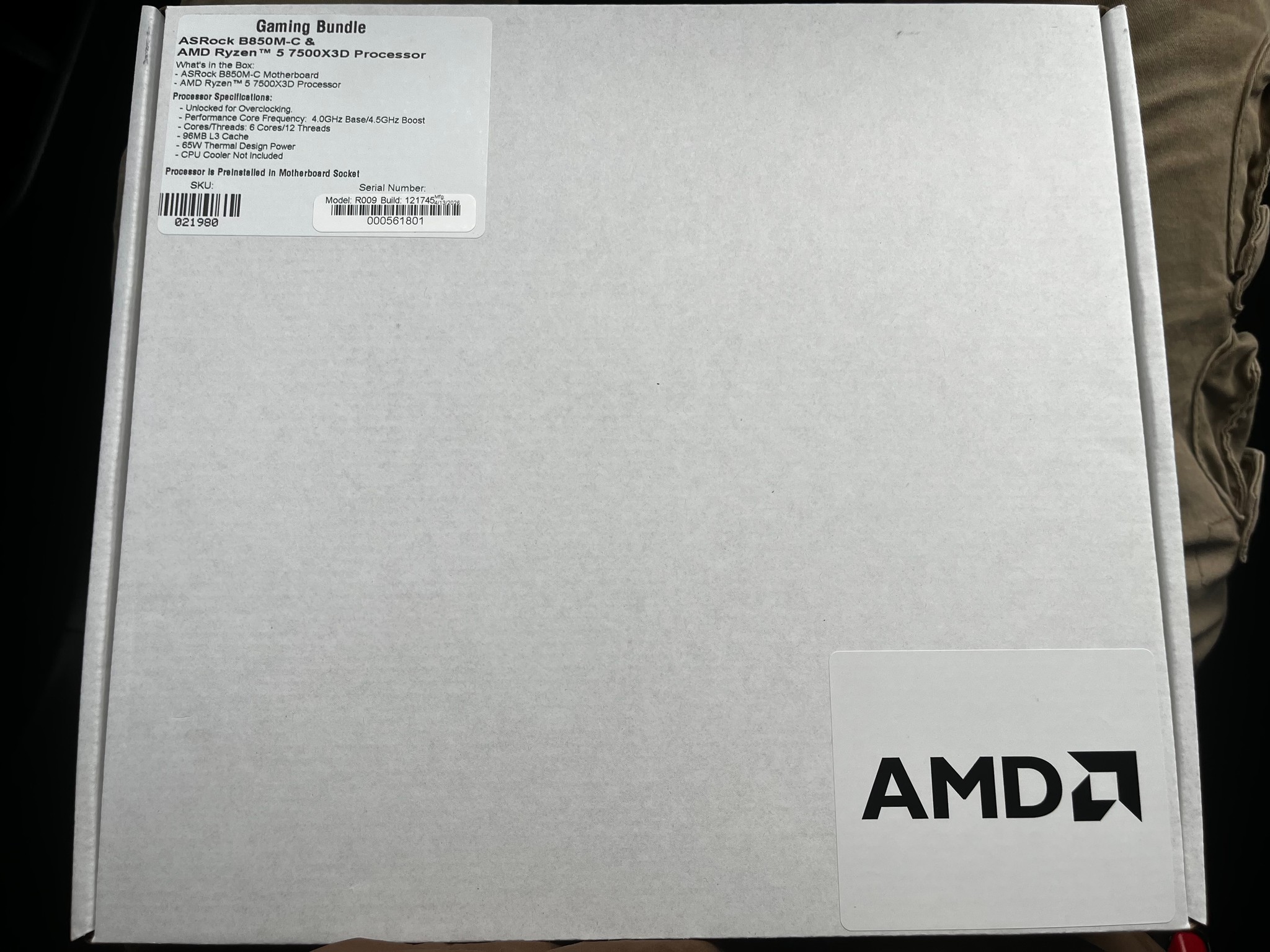 SEALED 7500X3D + ASROCK B850 motherboard bundle