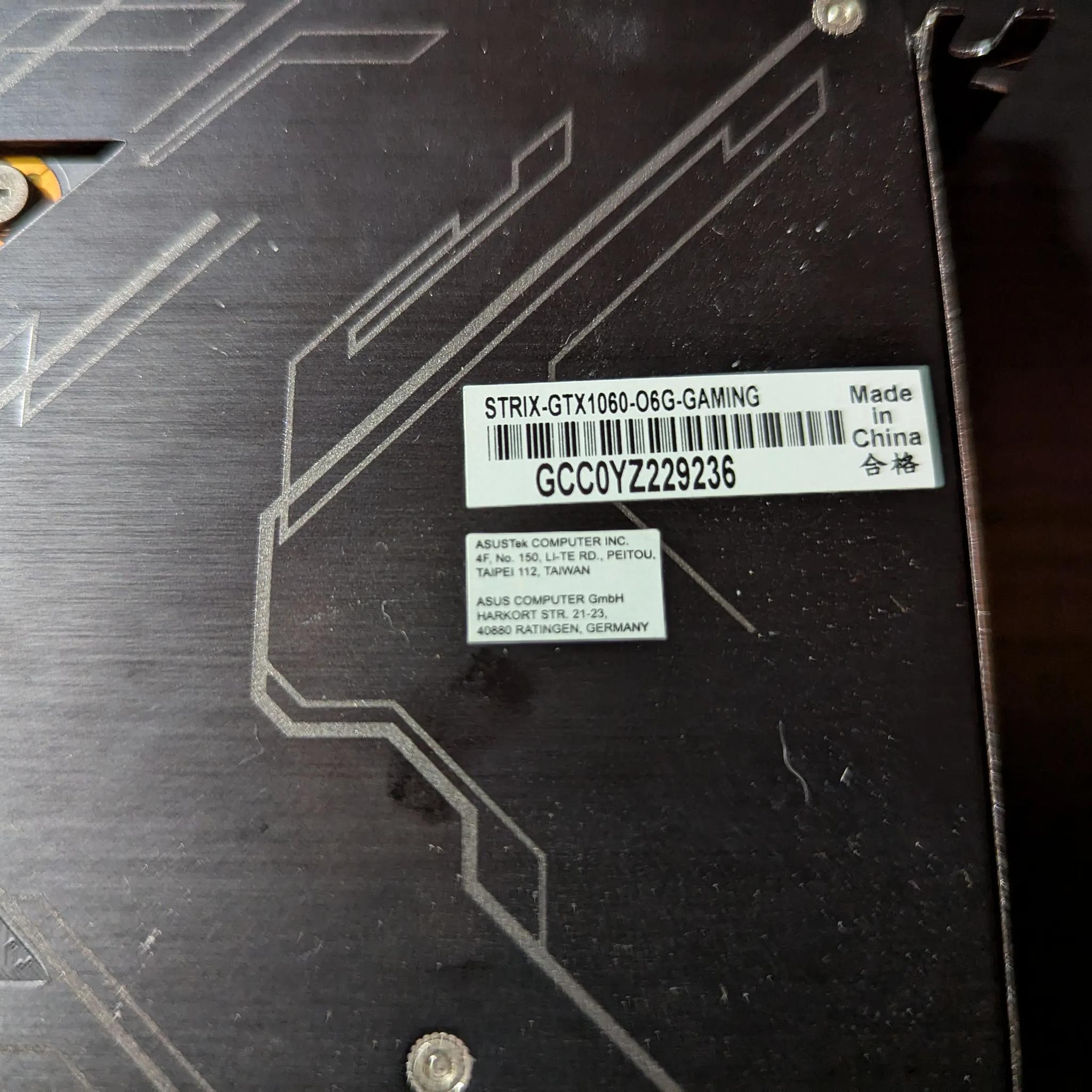 USED Asus Strix Gaming GTX 1060 6GB