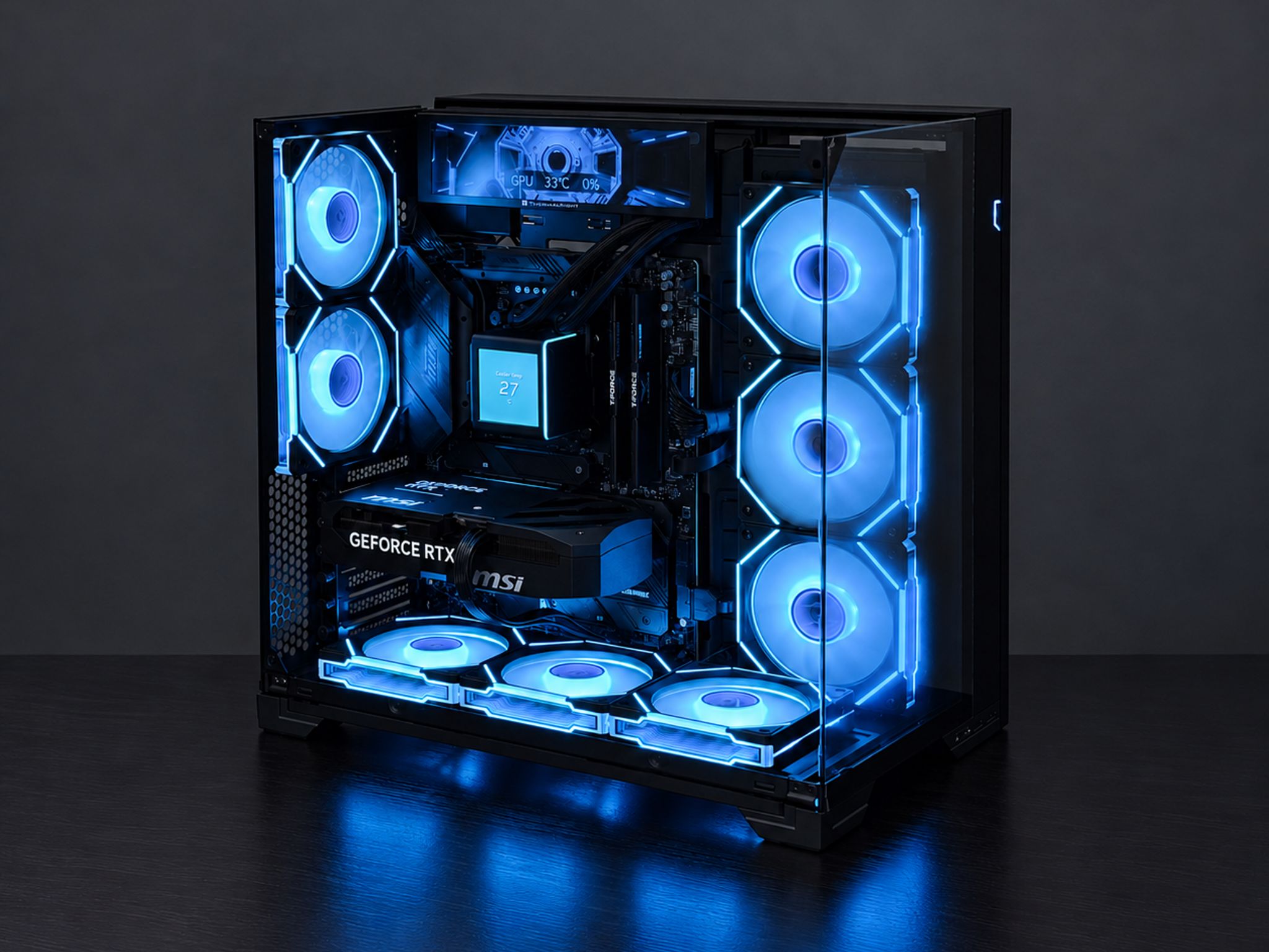 ⭐️ Ryzen 7 9800X3D + RTX 5070 ⭐️ Dual LCD • Liquid-Cooled Gaming PC • 32GB / 2TB