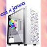 ESGAMING White Micro ATX Mini ITX Tower Micro ATX Case, Tempered Glass Side Panel, Rainbow LED Fans