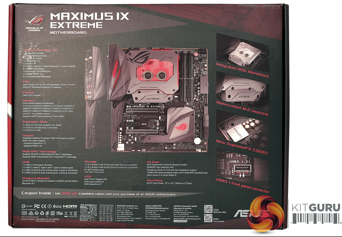 ASUS ROG Maximus IX Extreme Z270 LGA 1151 Intel DDR4 EATX Motherboard