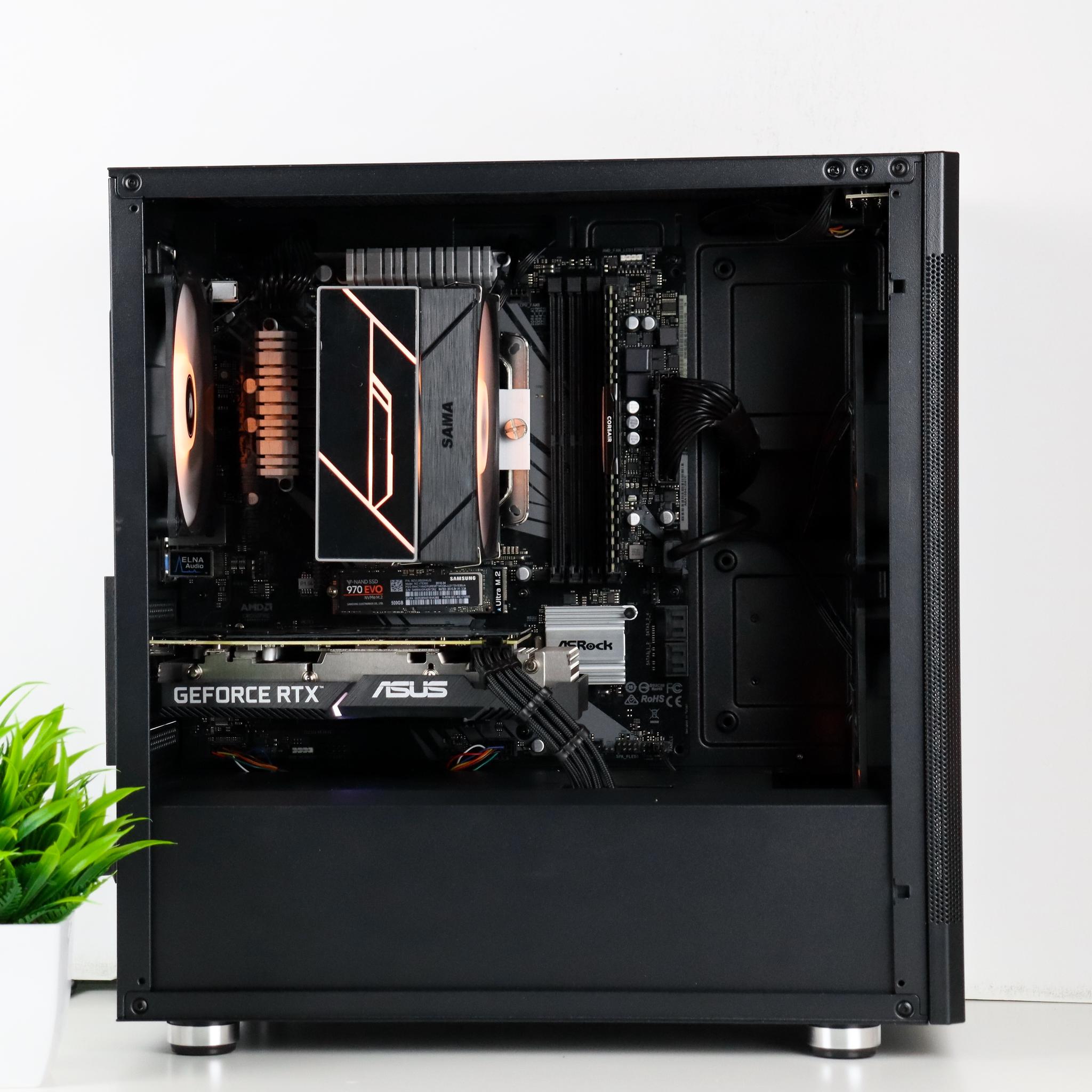 ⚫ Black Gaming PC – RTX 3060 TI, Ryzen 5 3600, 16GB RAM, 500GB SSD - WiFi, BlueTooth ⚫