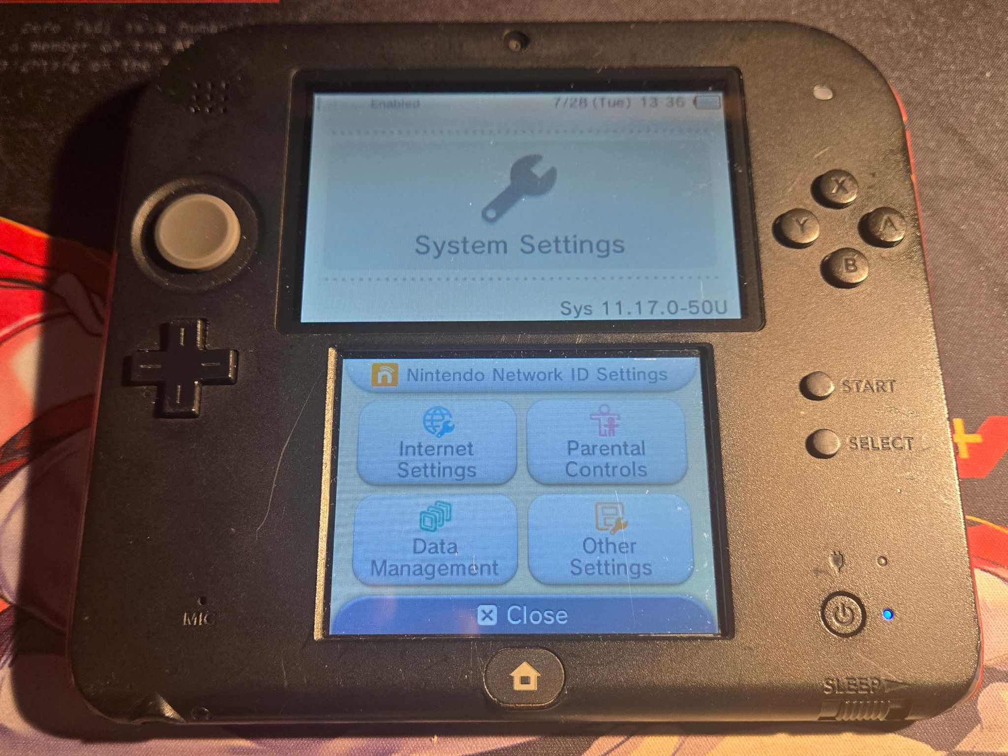 CUSTOM USED Nintendo 2DS Black/Red Handheld Console, Yo-Kai Watch Edition