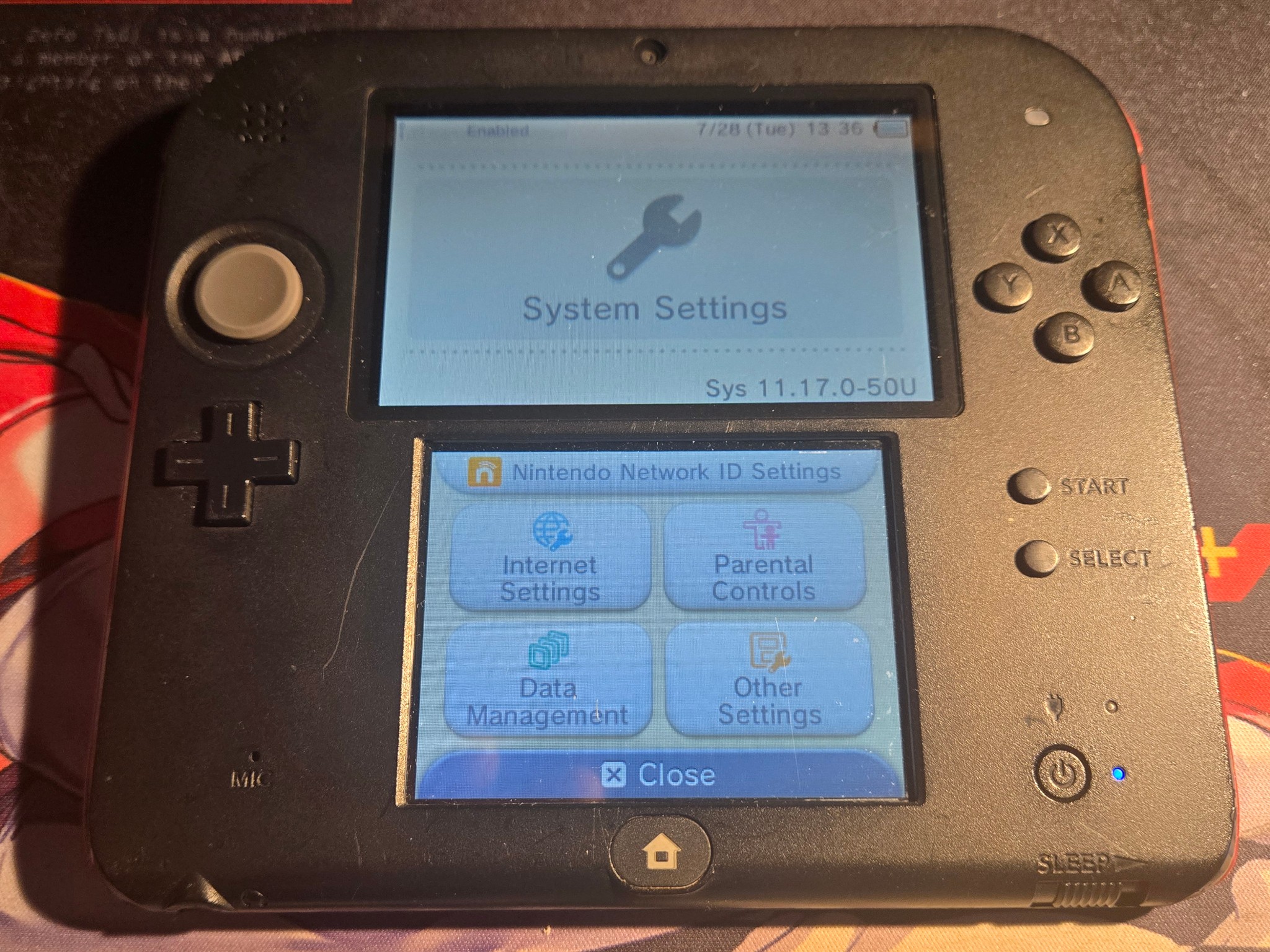 CUSTOM USED Nintendo 2DS Black/Red Handheld Console, Yo-Kai Watch Edition