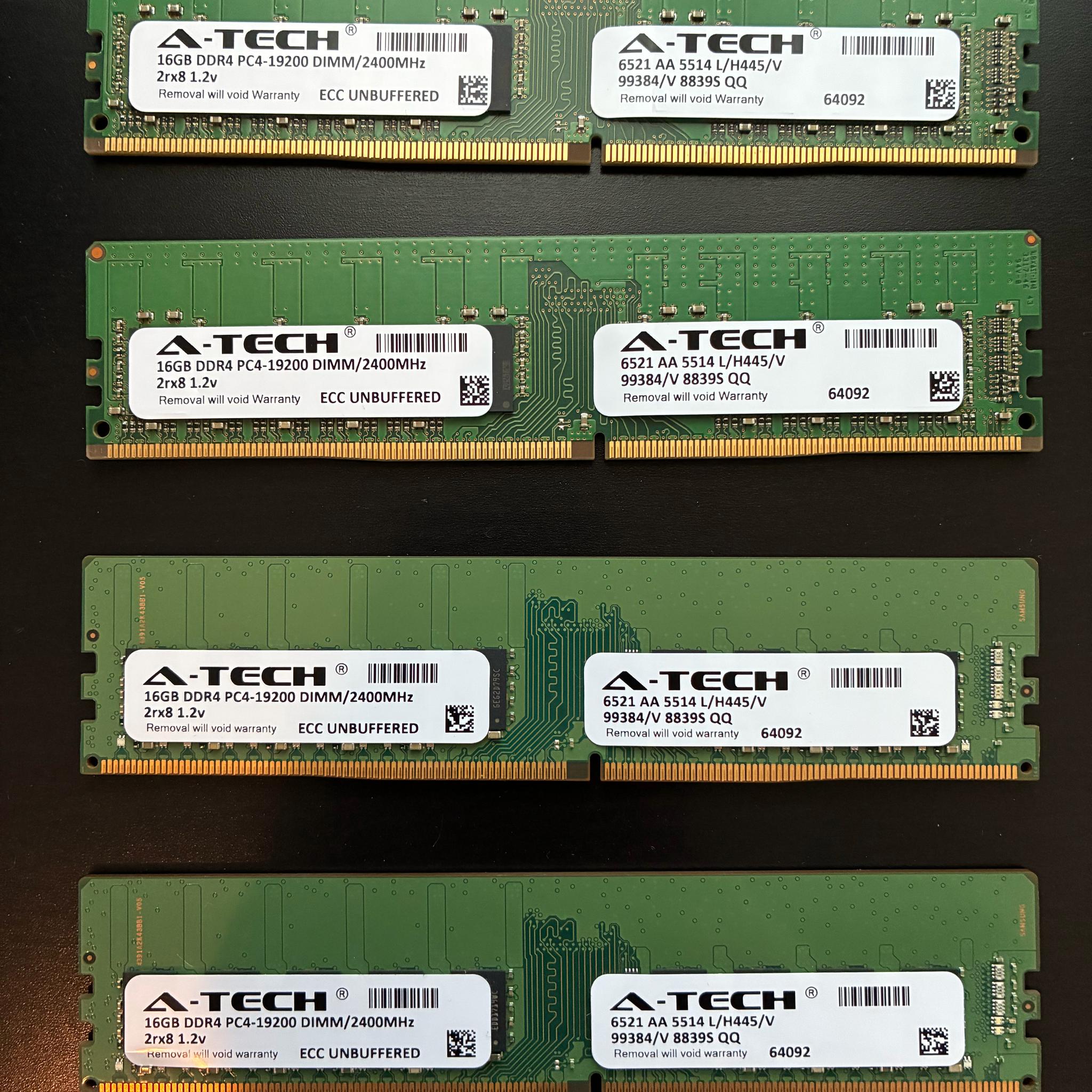 64GB (4x16GB) PC4-2400 ECC UDIMM Supermicro X11SSM-F X11SCH-LN4F Memory RAM