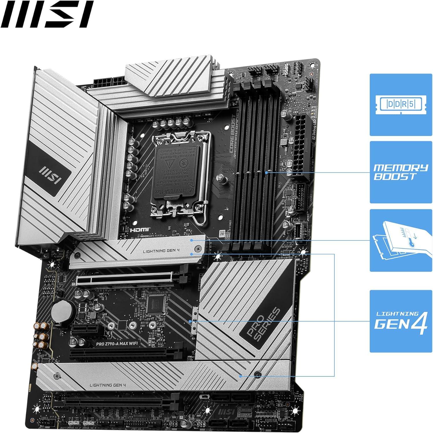 MSI PRO Z790-A MAX WIFI Intel LGA 1700 Z790 ATX M.2 Desktop Motherboard A