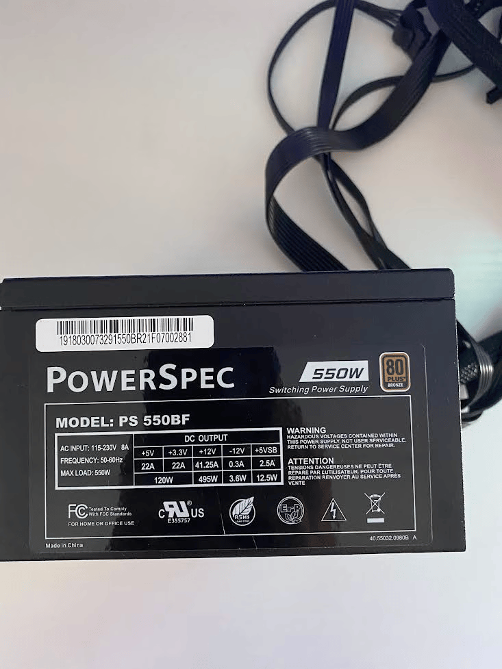 PowerSpec 550W 80+ Bronze Certified ATX Non-Modular Power Supply