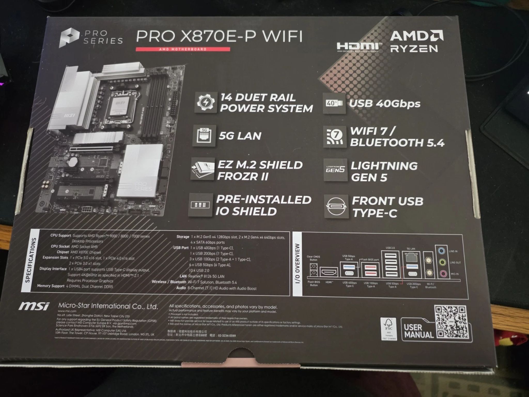 MSI PRO X870E-P WiFi 7 AMD Ryzen AM5 ATX Motherboard - USB 4.0, PCIe 5.0, NEW!