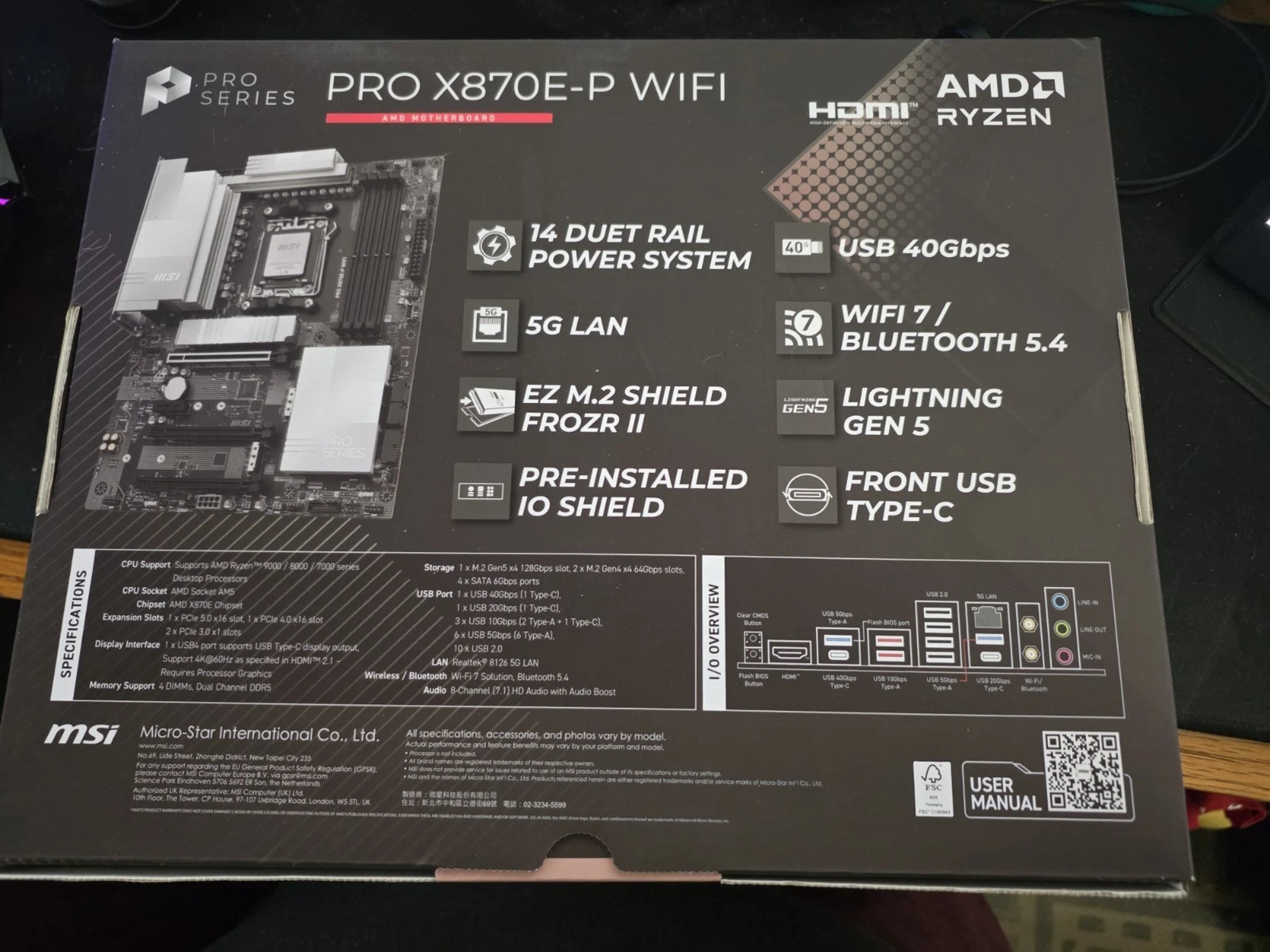 MSI PRO X870E-P WiFi 7 AMD Ryzen AM5 ATX Motherboard - USB 4.0, PCIe 5.0, NEW!