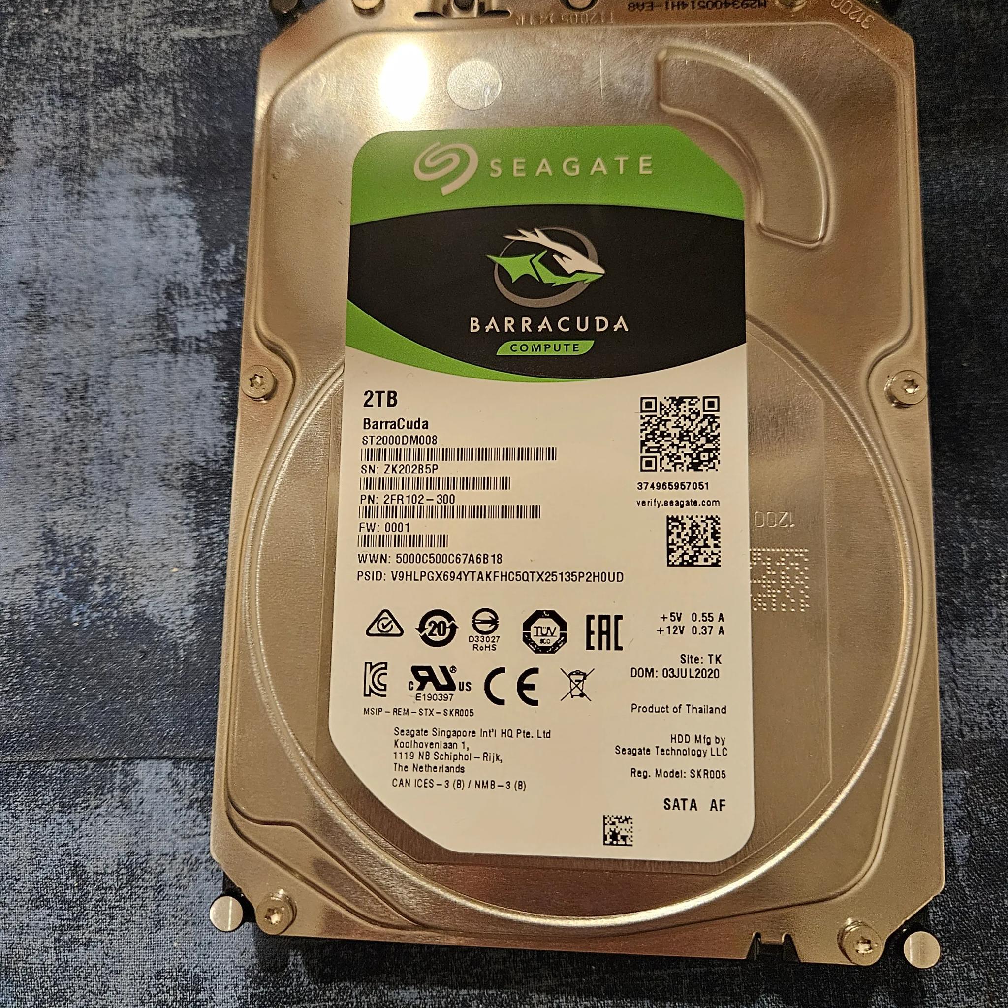 Seagate Barracude 2TB Sata HHD