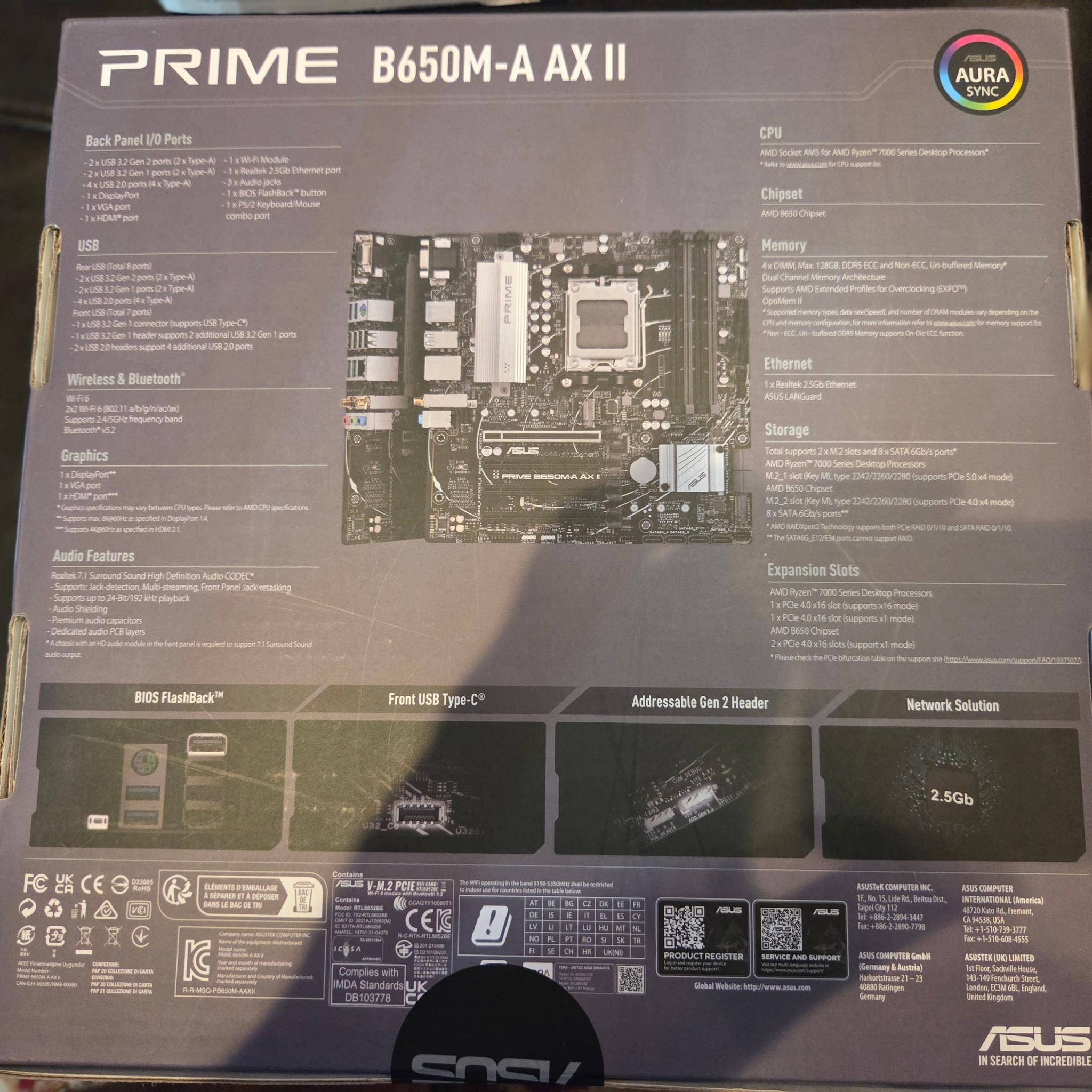 Asus Prime B650M-A AX II Motherboard! BNIB! SEALED!