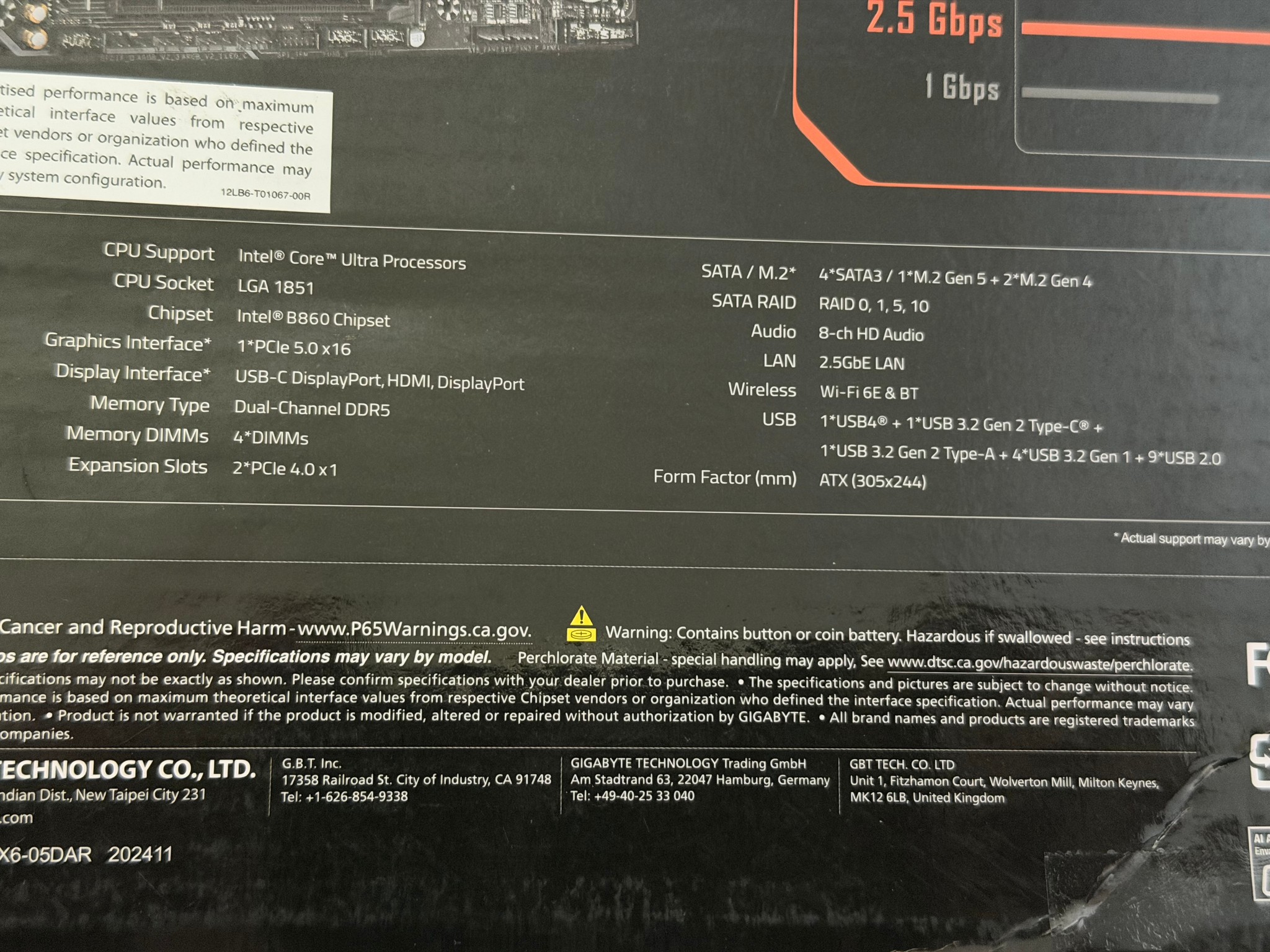 GIGABYTE B860 GAMING X WIFI6E Intel Core Ultra (Series 2) LGA 1851 Motherboard,