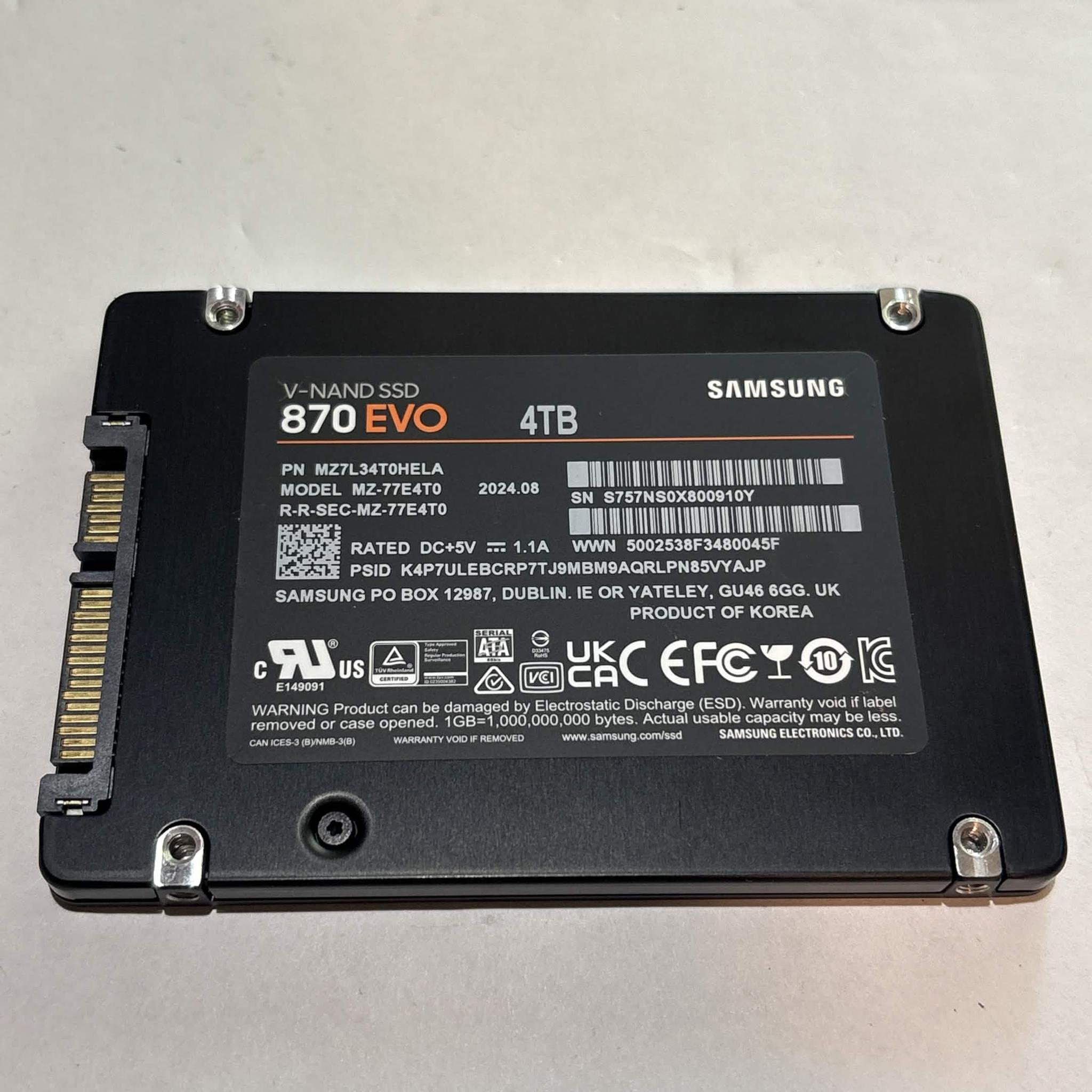 Samsung 870 EVO 4TB SATA SSD 2.5” Solid State Drive (NM)