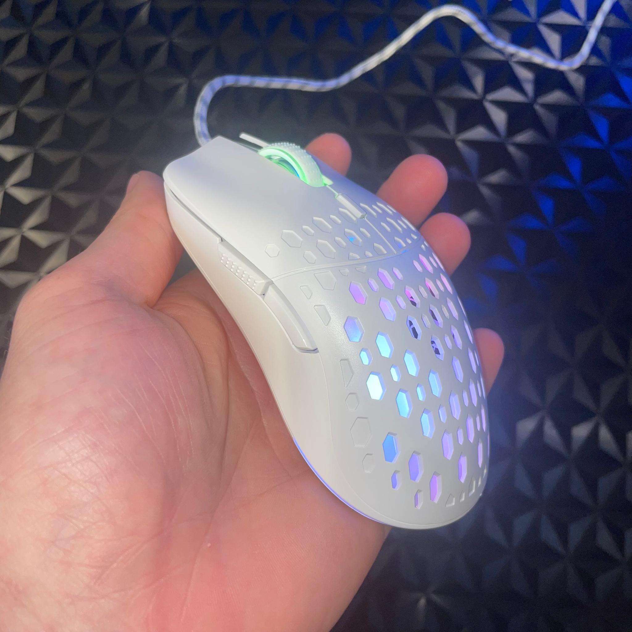 White RAIKU G701 Wired Gaming Mouse - RGB