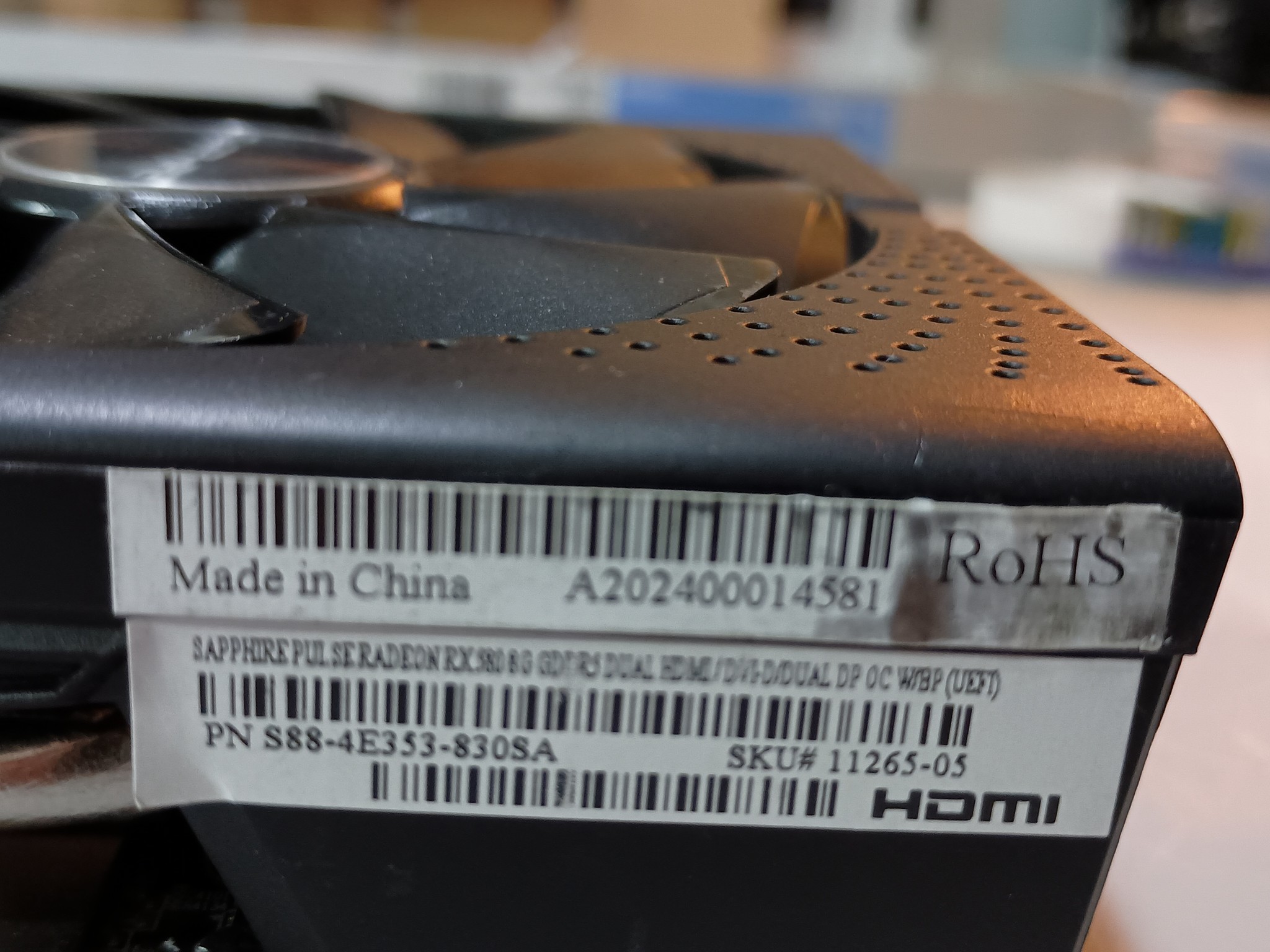 Sapphire Radeon RX580 8GB GPU