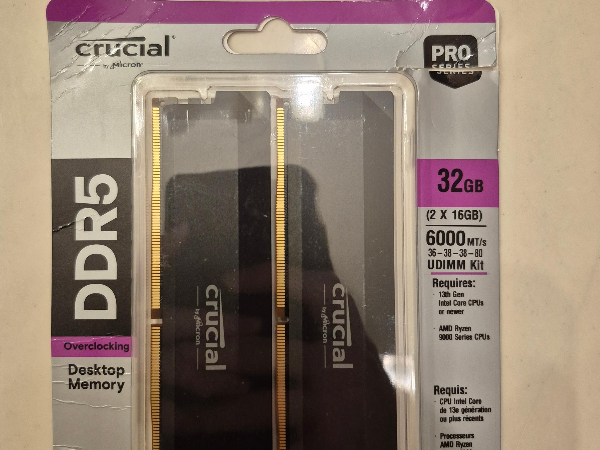 Crucial Pro DDR5 6000 32Gb (2x16Gb) CL36 UDIMM OC