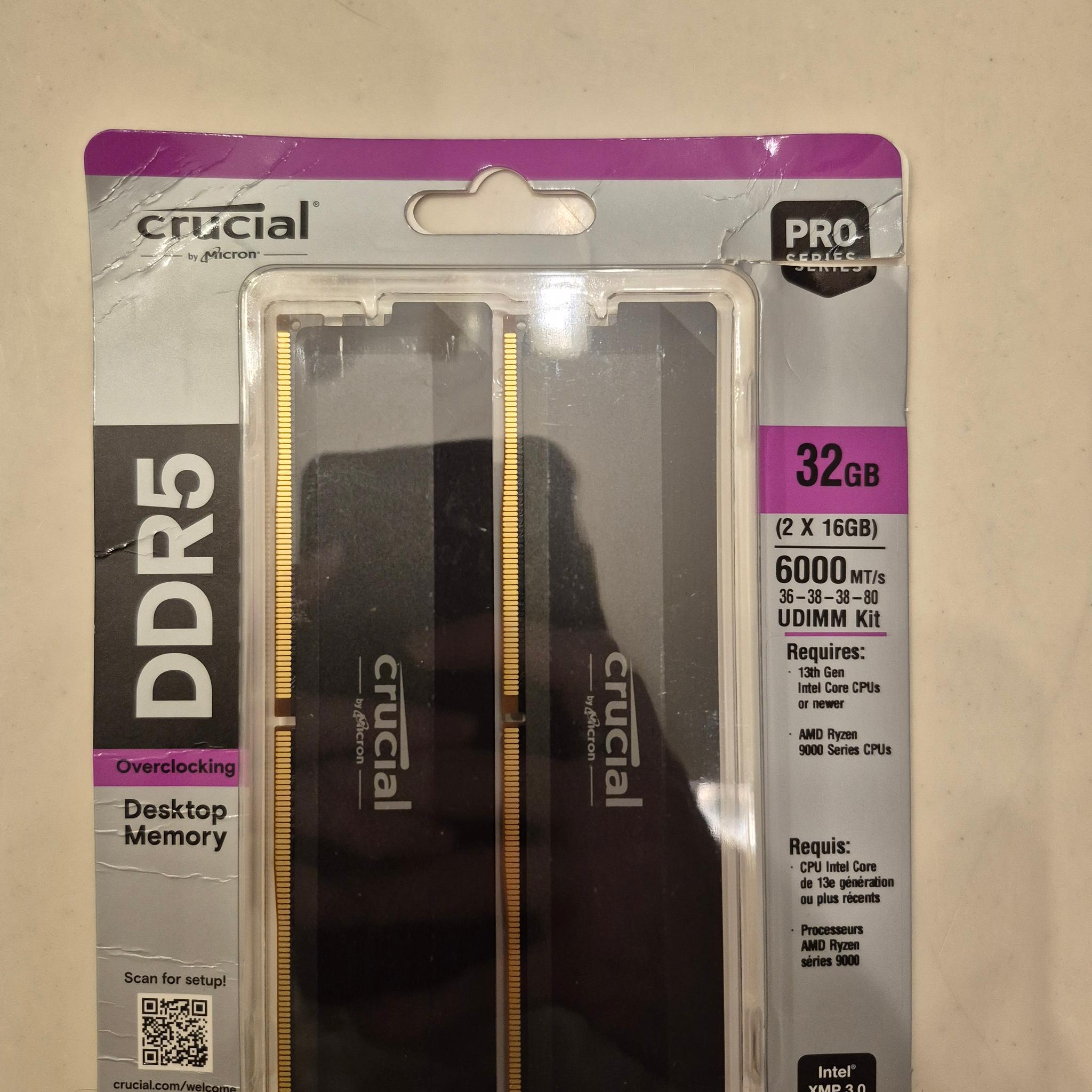 Crucial Pro DDR5 6000 32Gb (2x16Gb) CL36 UDIMM OC