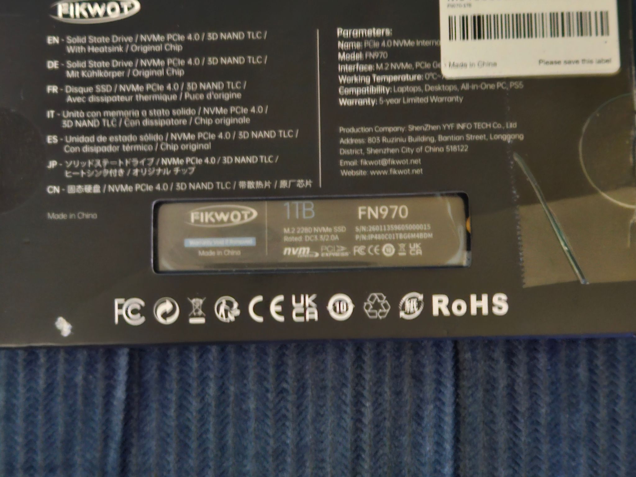 Fikwot FN 970 1TB NVME SSD with DRAM Cache