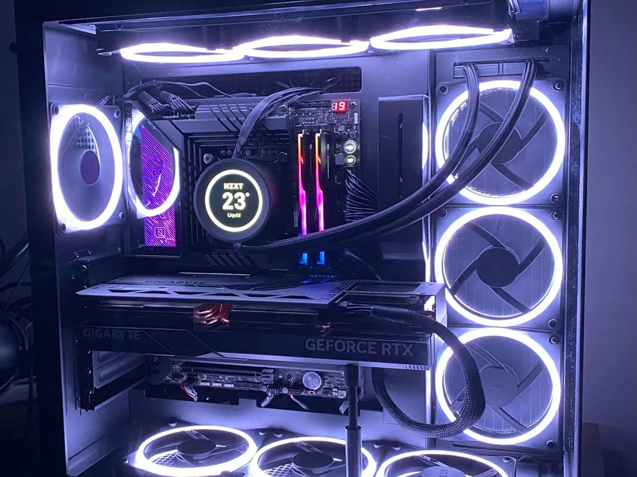 NZXT H9 Elite Tempered Glass ATX Mid-Tower Computer Case - Black EXTRA FANS