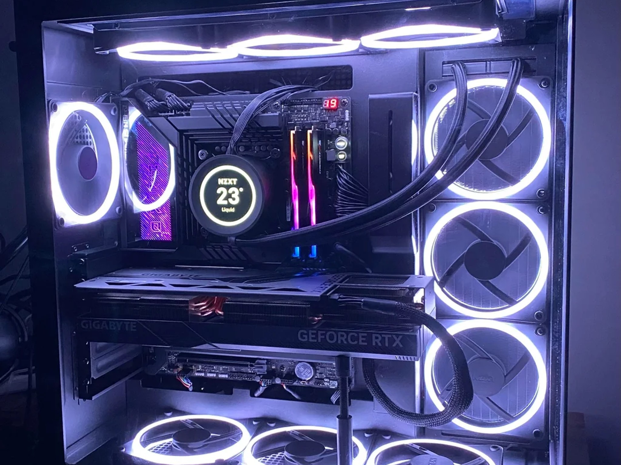 NZXT H9 Elite Tempered Glass ATX Mid-Tower Computer Case - Black EXTRA FANS