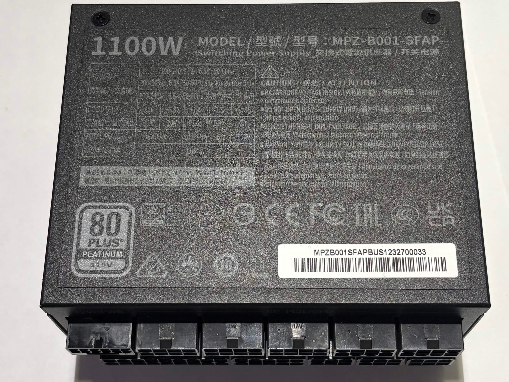 Cooler Master V1100 SFX Platinum 1100W ATX 3.0 PCIe 5.0 Fully Modular PSU Complete